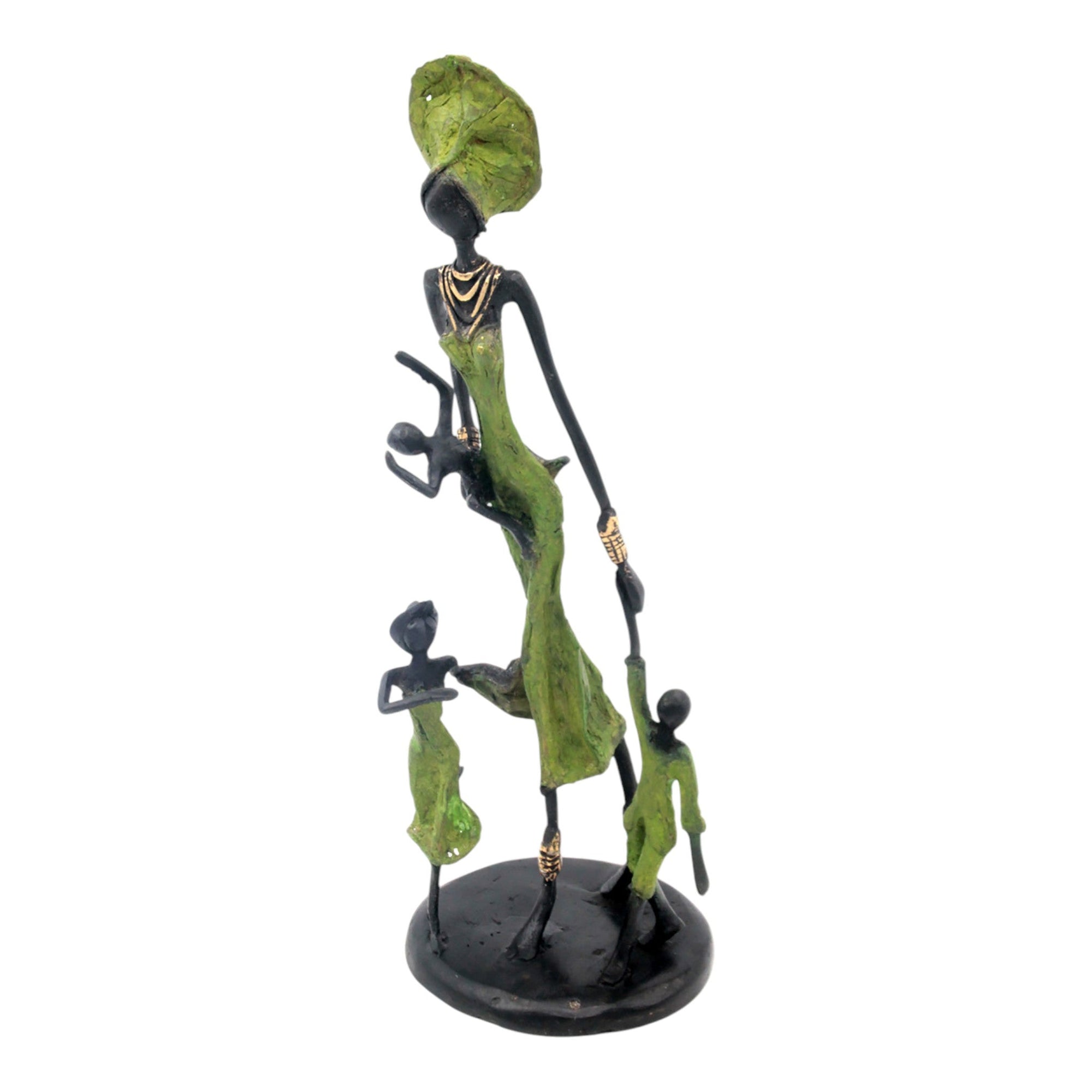 Bronze 3 enfants 35 cm vert Bronzes d&#39;Afrique