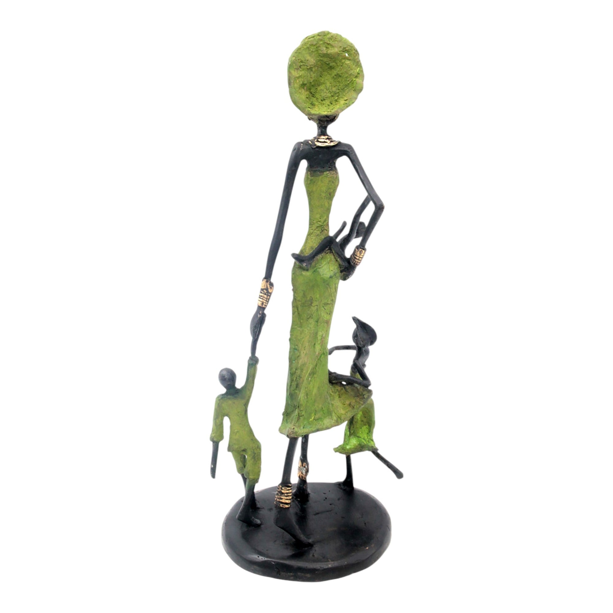 Bronze 3 enfants 35 cm vert Bronzes d&#39;Afrique