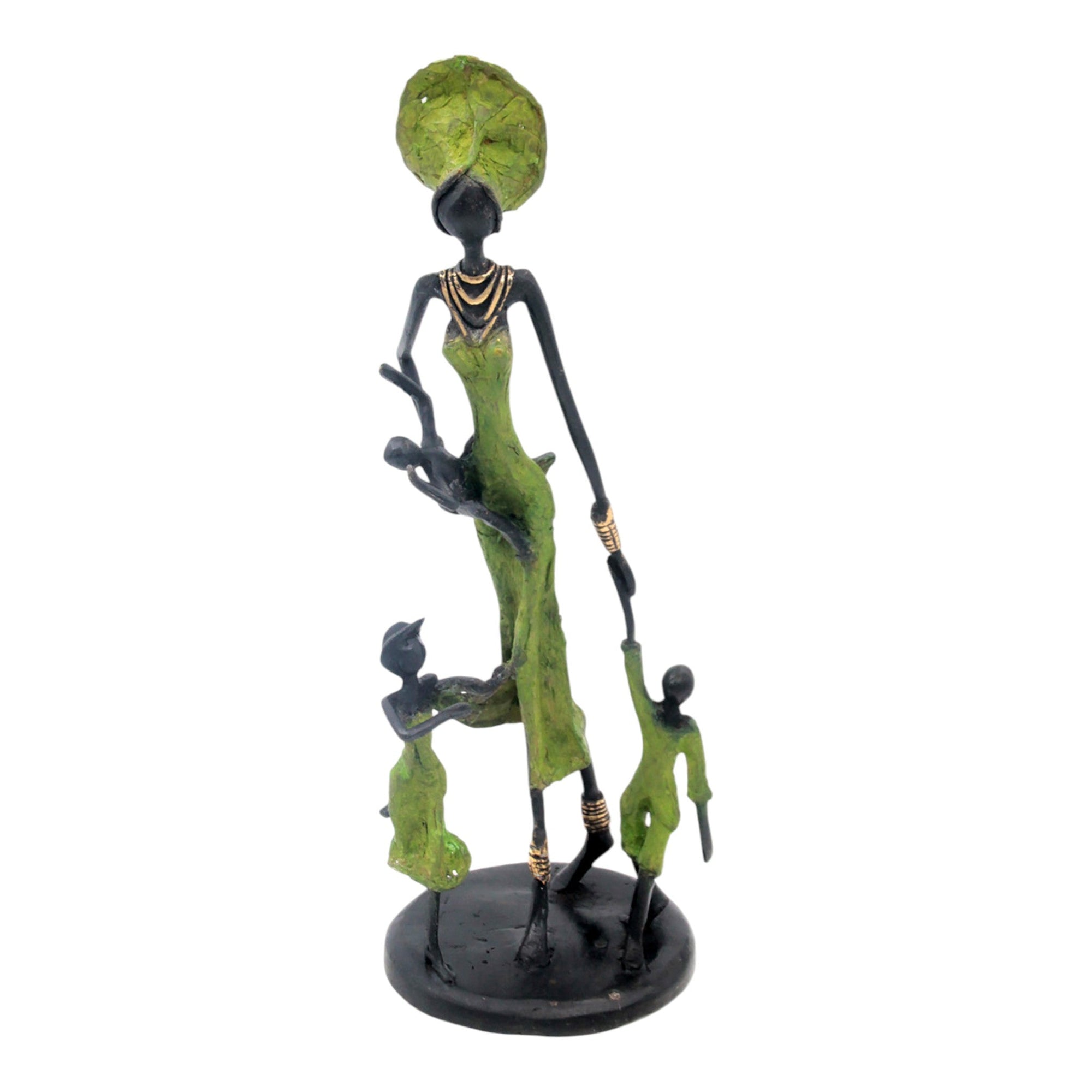 Bronze 3 enfants 35 cm vert Bronzes d&#39;Afrique