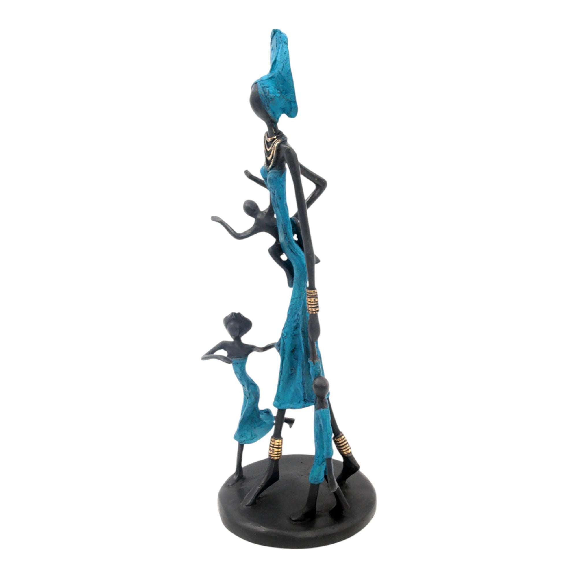 Bronze 3 enfants 35 cm bleu Bronzes d'Afrique