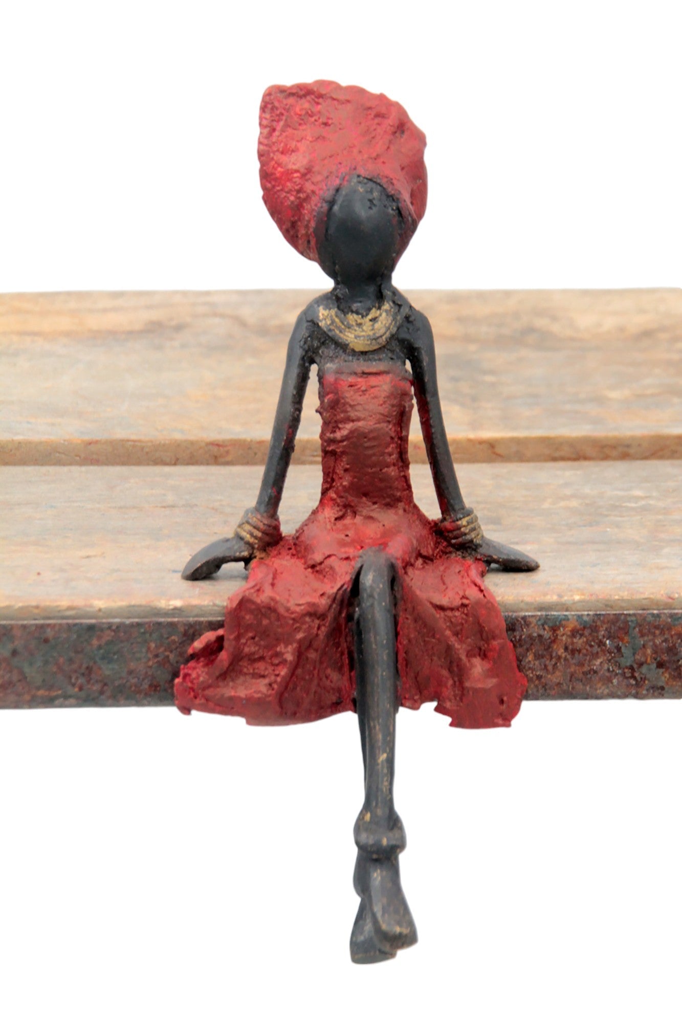 Bronze assis 15 cm rouge n°16 Bronzes d&#39;Afrique