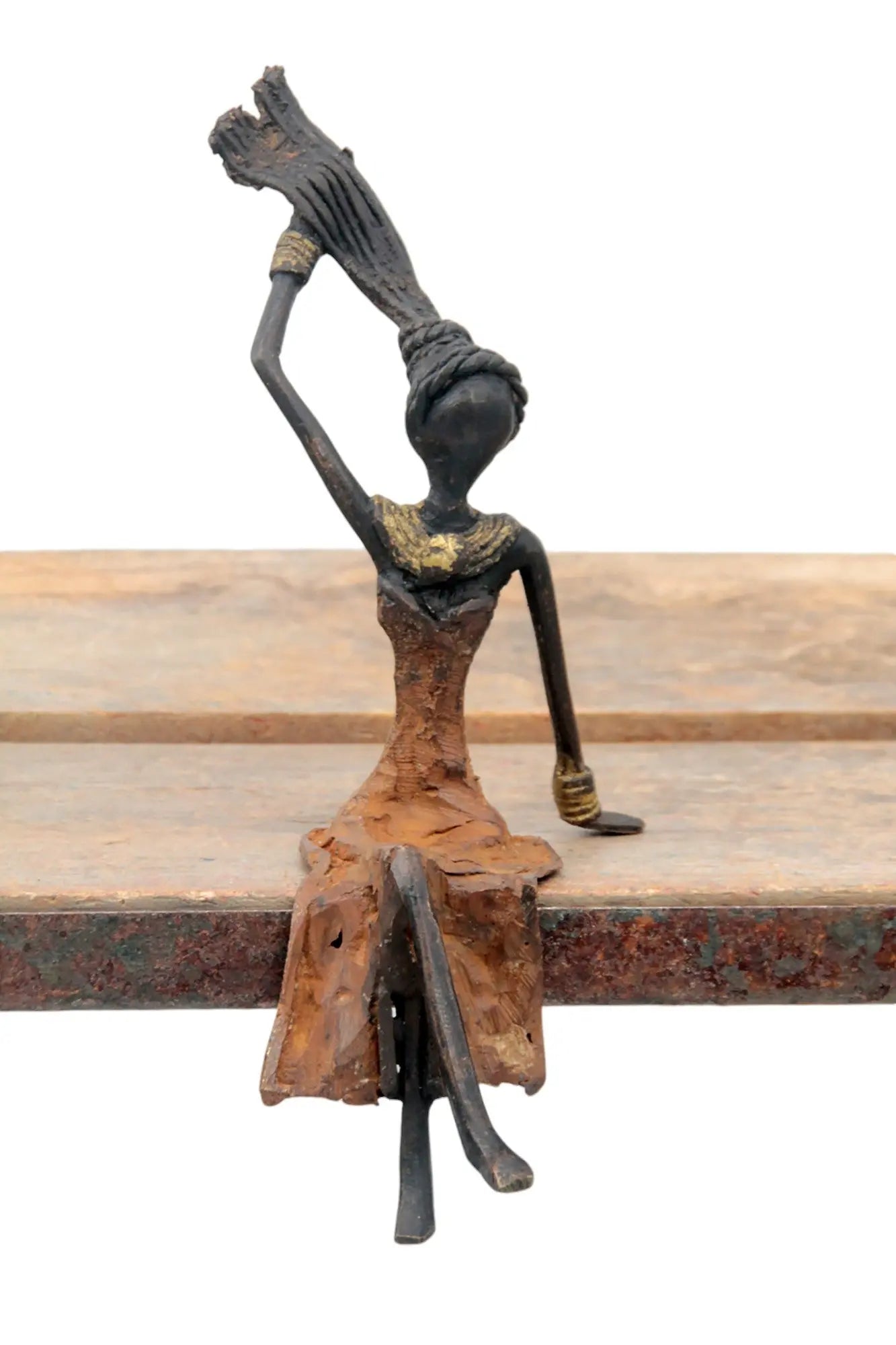 Bronze assis 15 cm marron n°4 Bronzes d&#39;Afrique