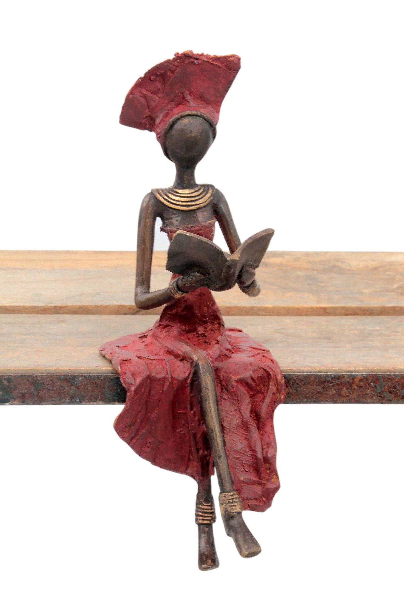 Bronze assis 25 cm rouge n°4 Bronzes d'Afrique