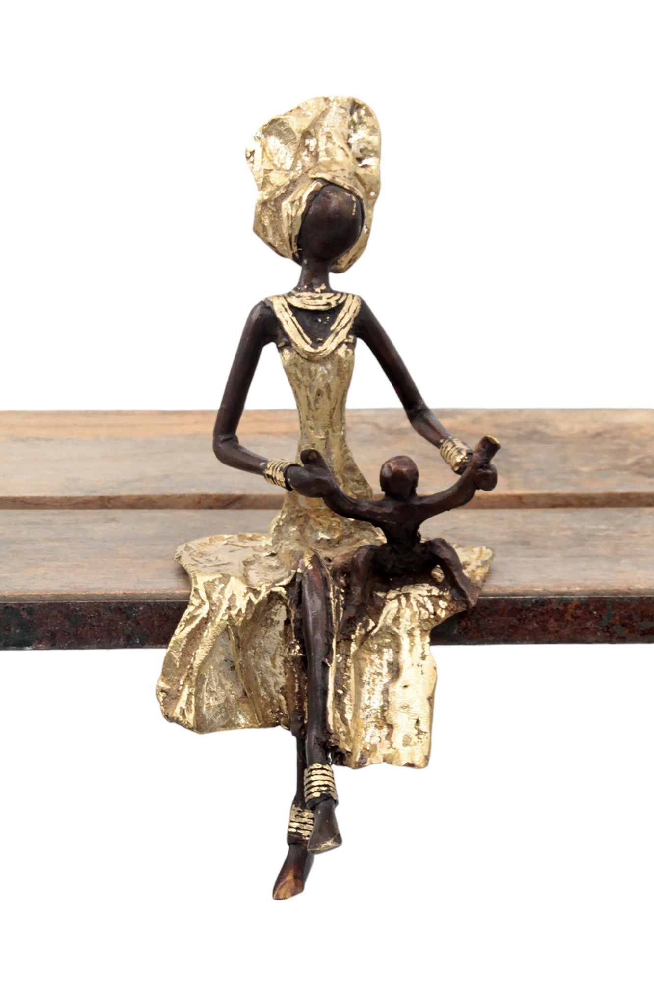 Bronze assis 25 cm doré n°2 Bronzes d'Afrique