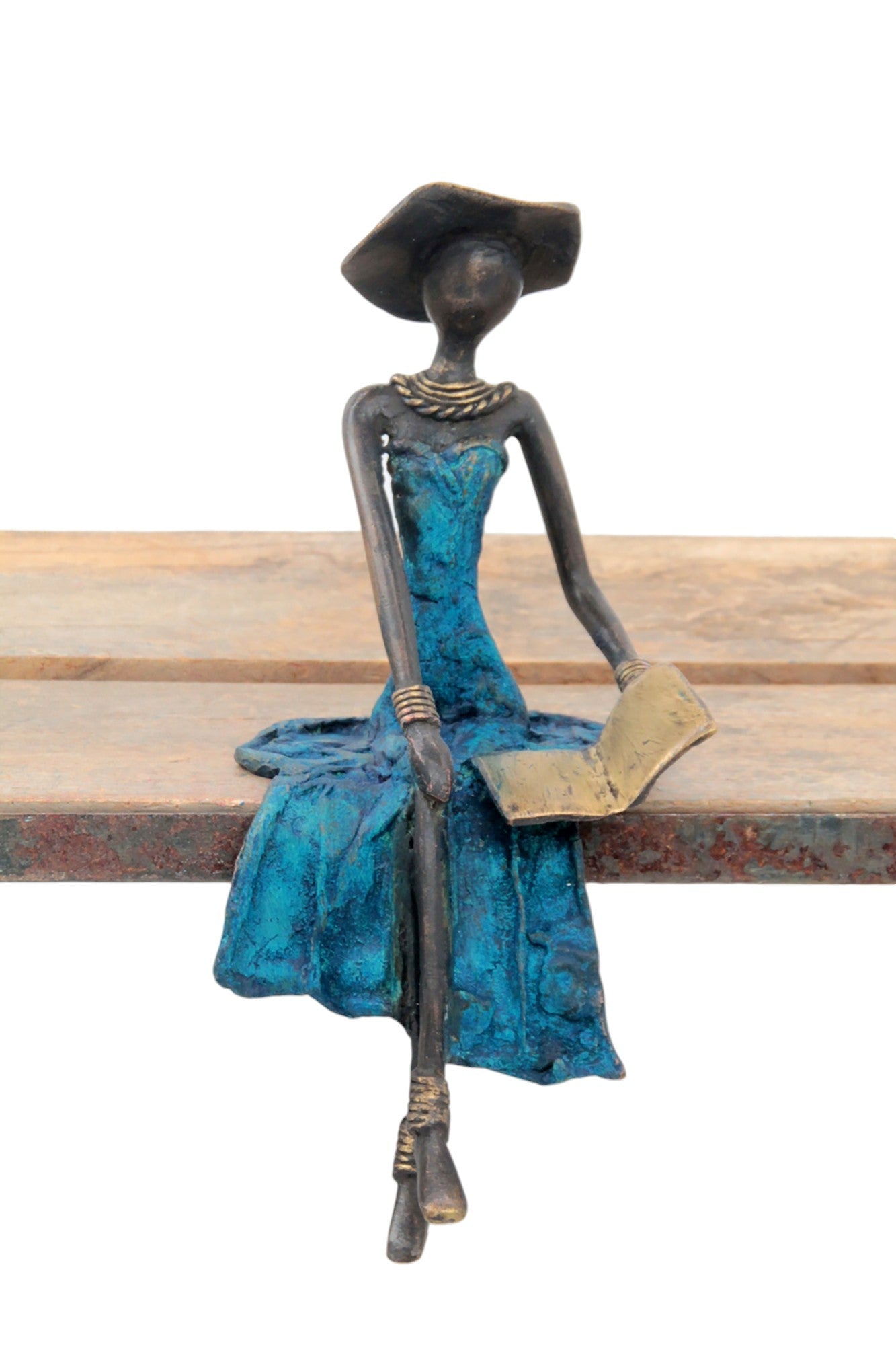 Bronze assis 25 cm bleu n°1 