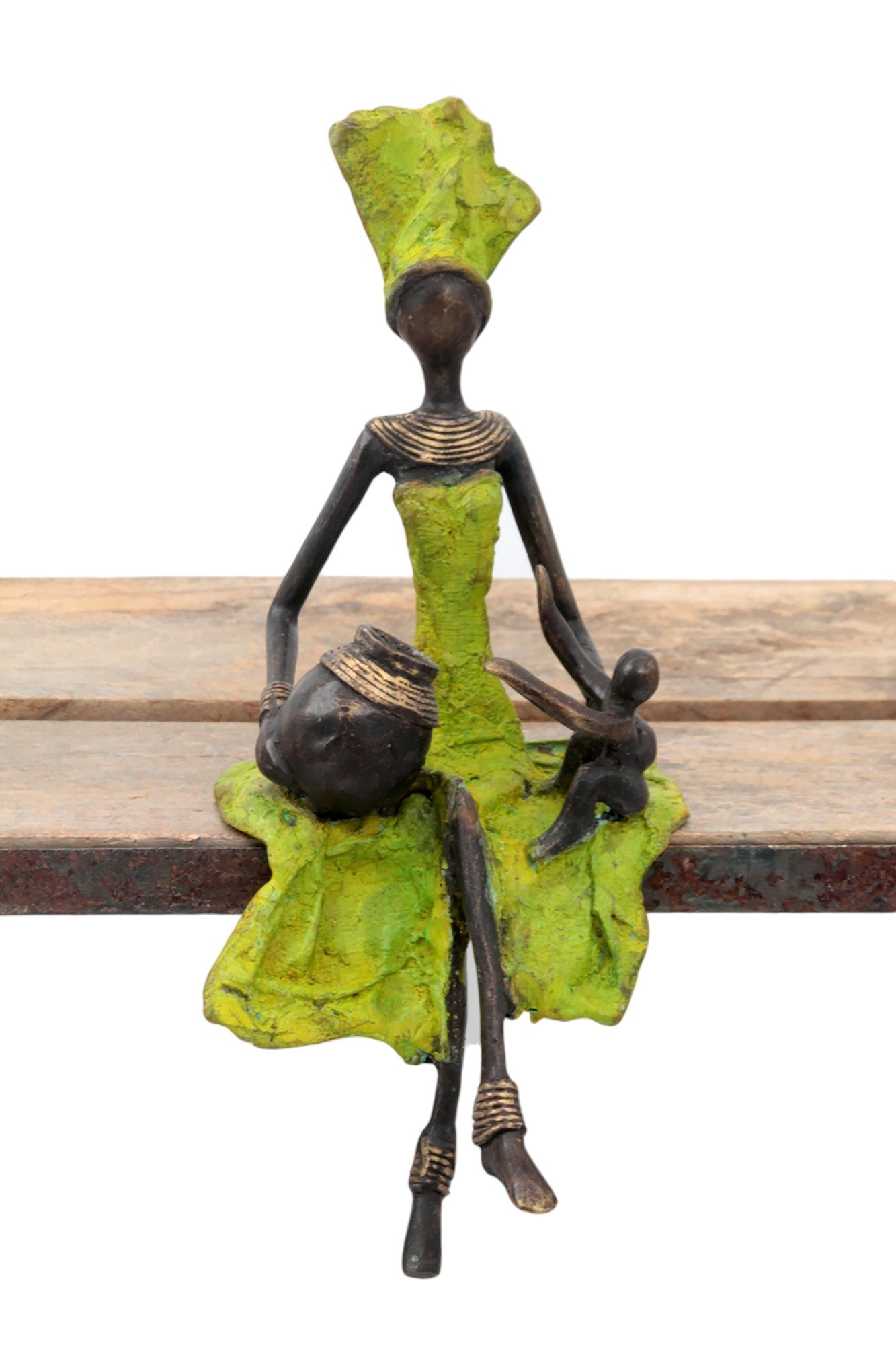 Bronze assis 25 cm vert n°2 
