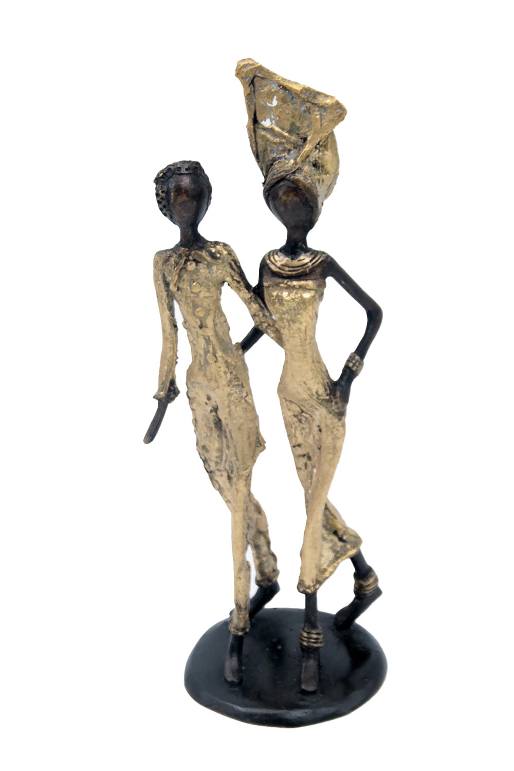 Bronze couple 25 cm doré n°3 Bronzes d&#39;Afrique