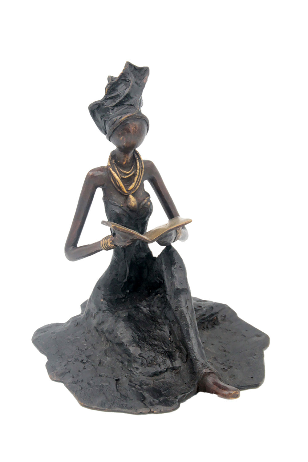Bronze assis au sol 55 cm noir n°1 Bronzes d&#39;Afrique