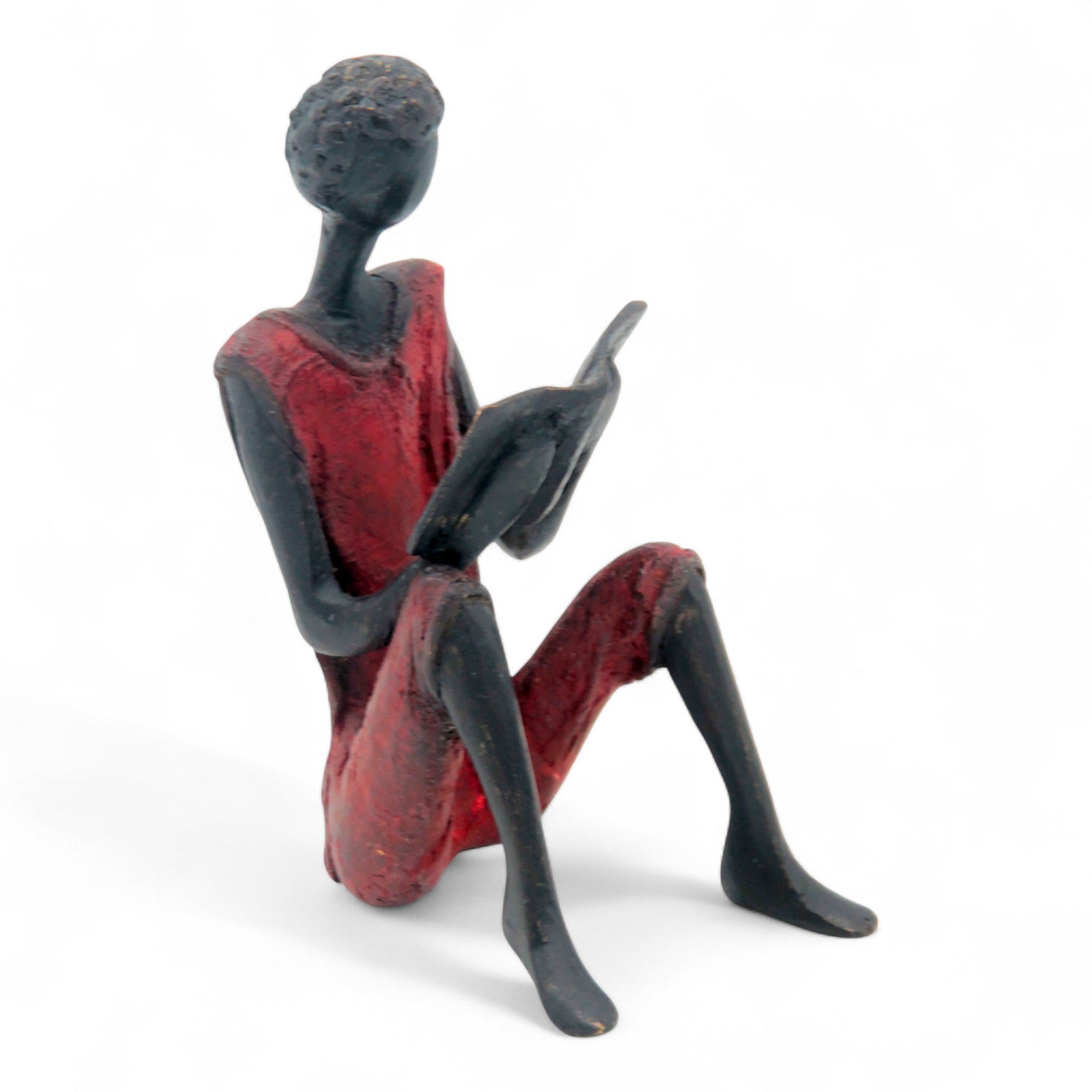 Bronze assis à poser 25 cm rouge n°12 