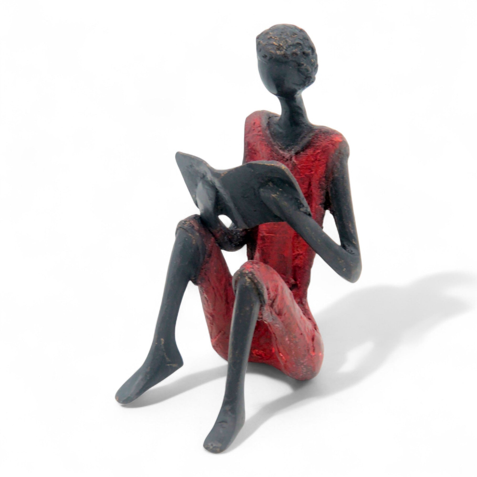 Bronze assis à poser 25 cm rouge n°12 