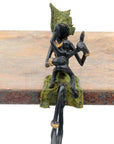 Bronze assis 15 cm vert n°2 