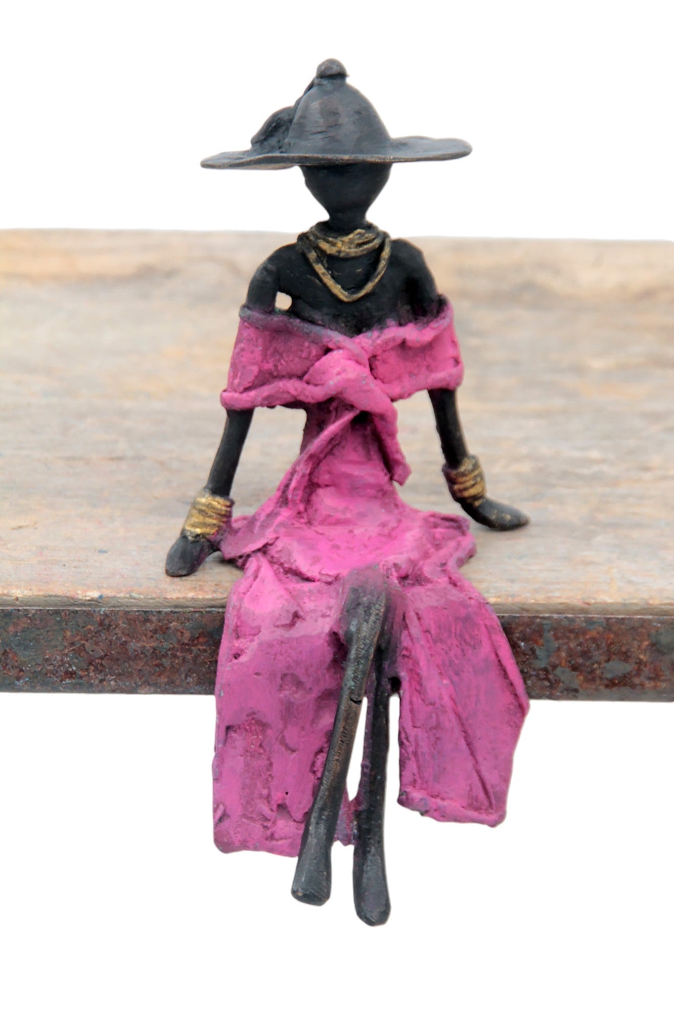 Bronze assis 15 cm rose n°1 
