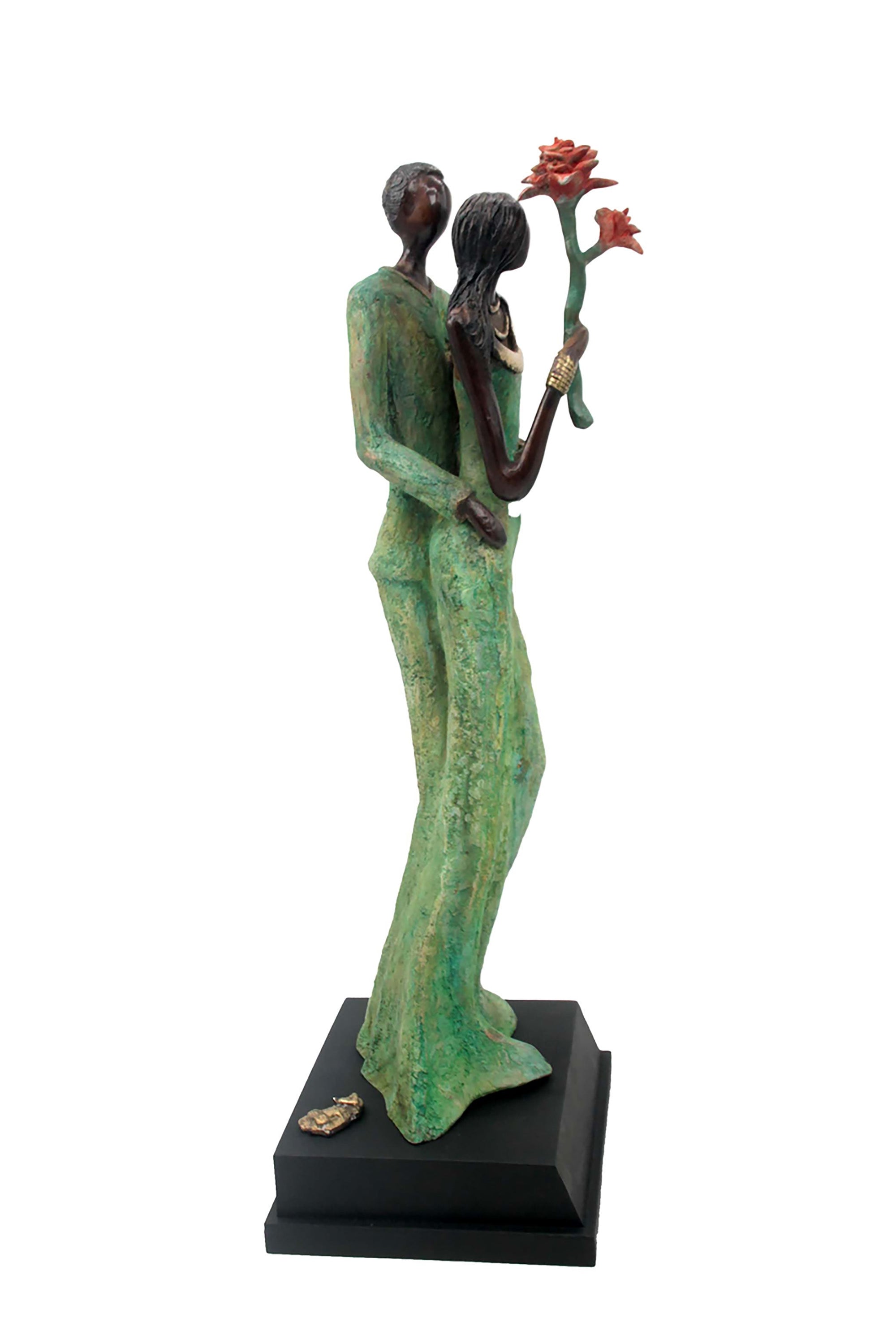 Bronze Issouf couple 55 cm vert n°1 Bronzes d&#39;Afrique