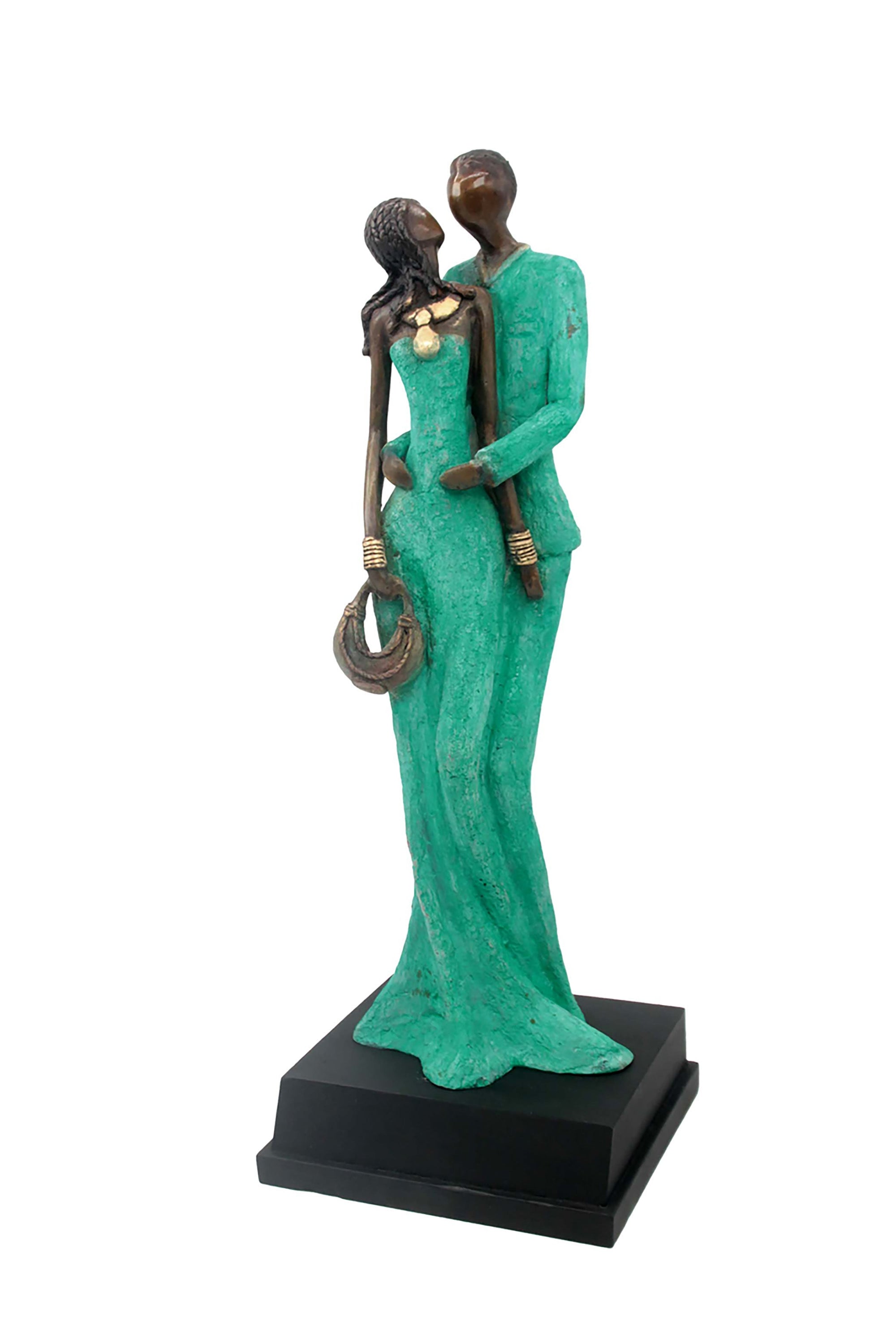 Bronze Issouf couple 55 cm vert n°2 Bronzes d&#39;Afrique