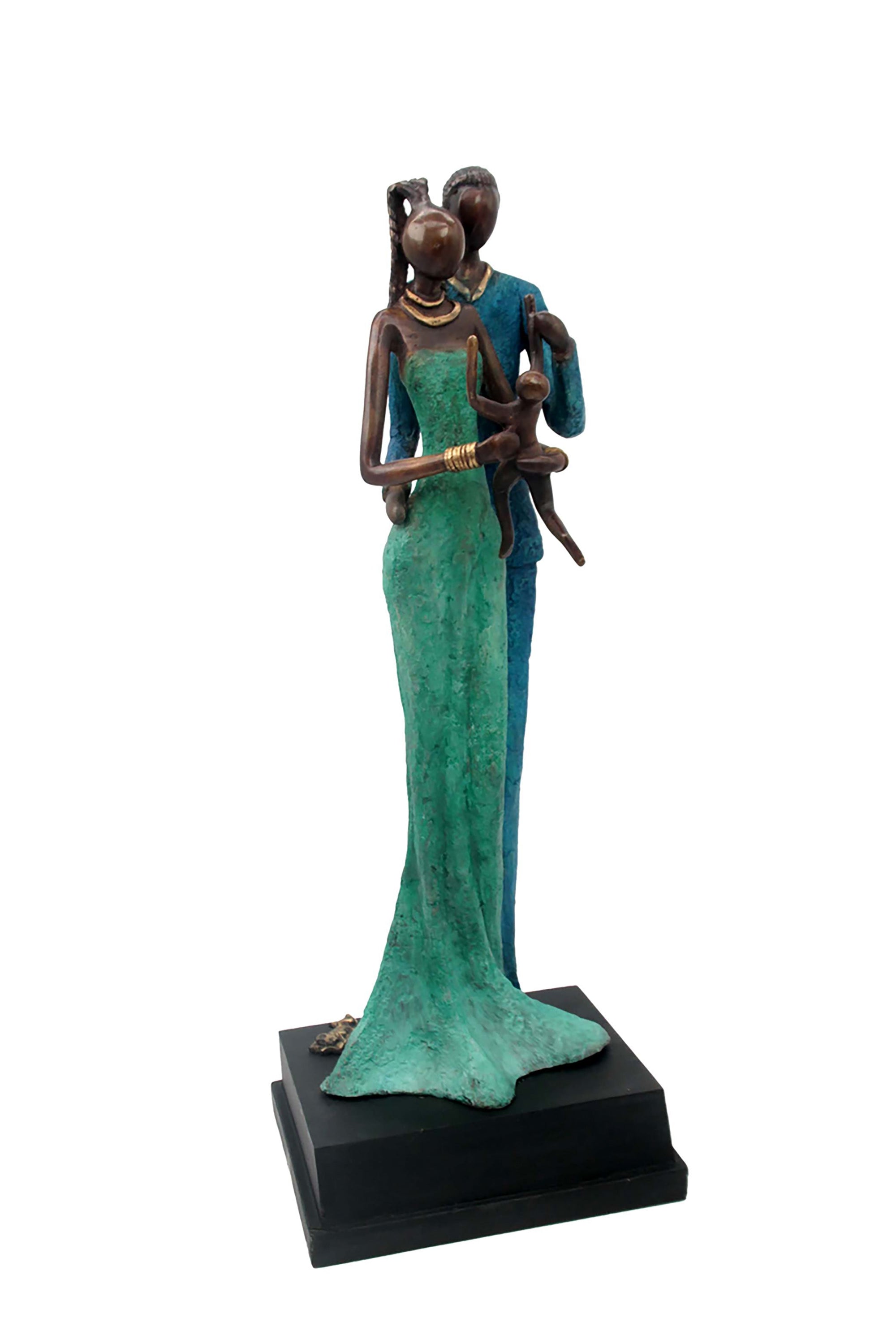 Bronze Issouf couple 55 cm bleu n°1 Bronzes d&#39;Afrique