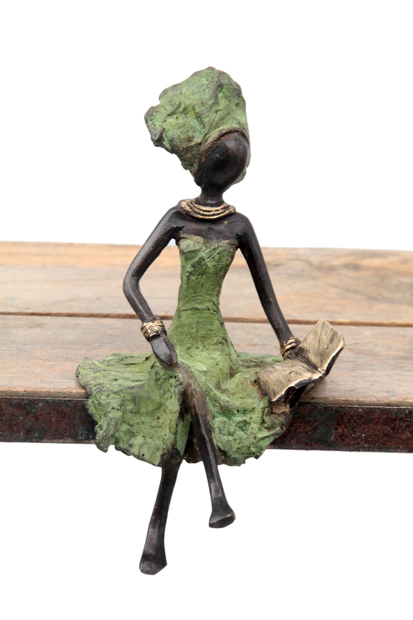 Bronze assis 15 cm vert n°4 