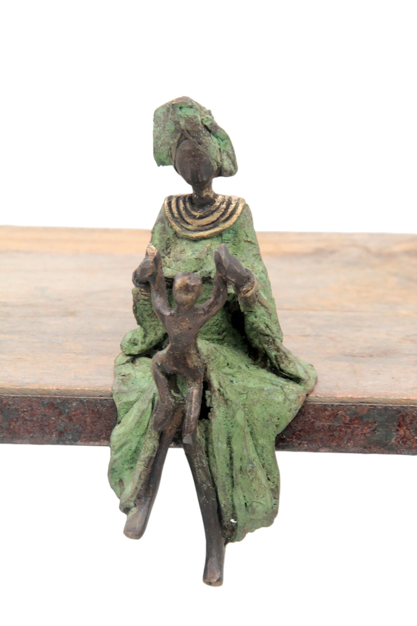 Bronze assis 15 cm vert n°16 