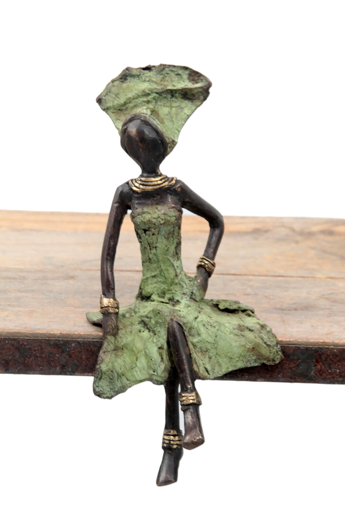 Bronze assis 15 cm vert n°18 