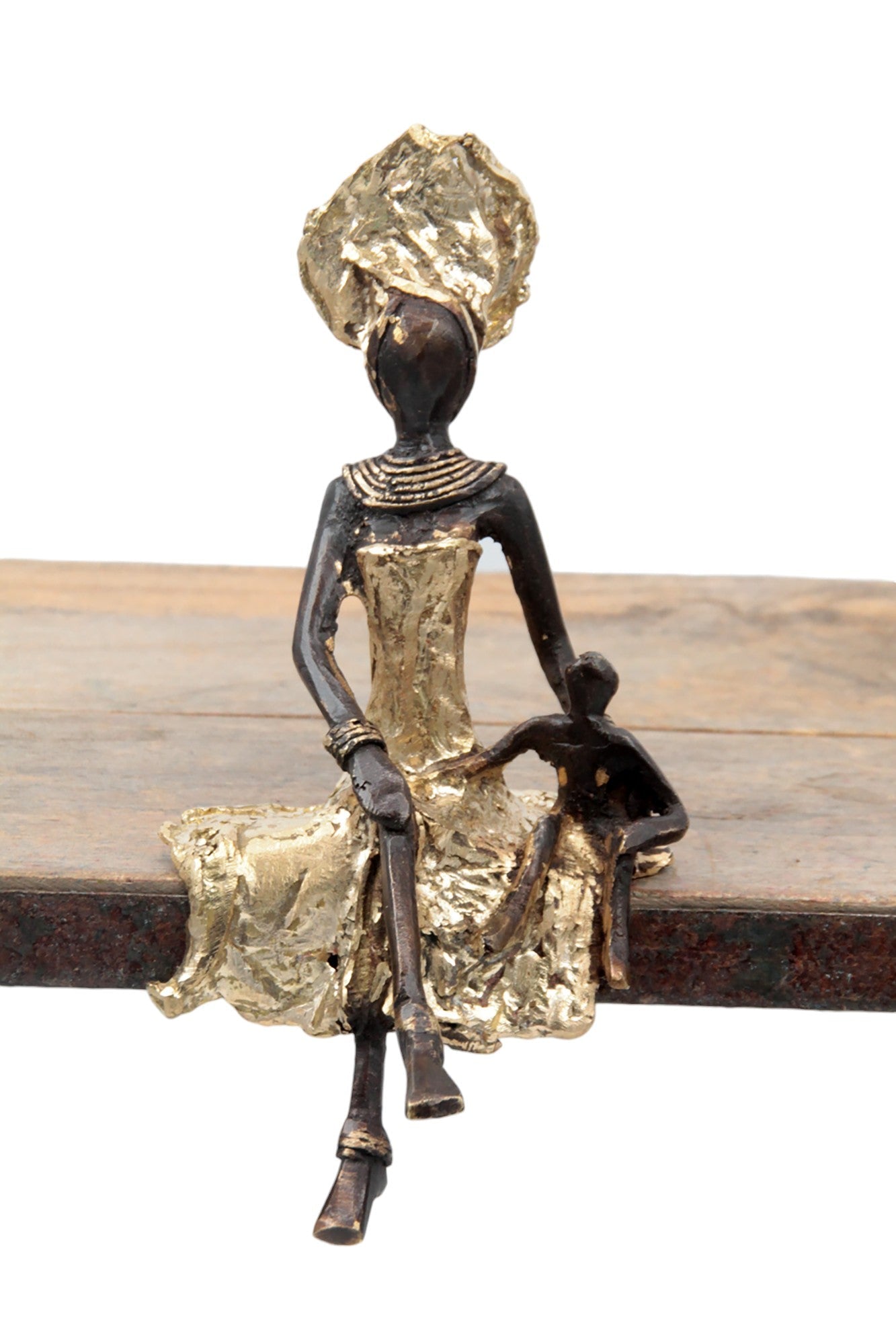 Bronze assis 15 cm doré n°4 