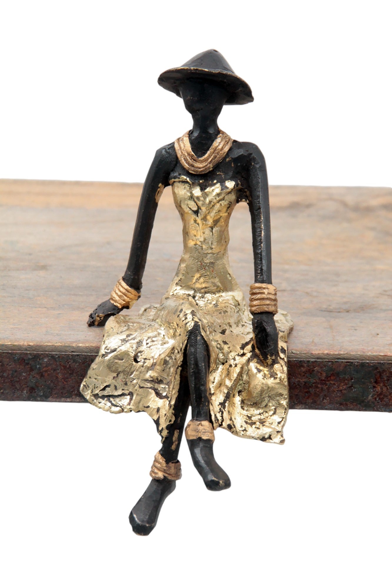 Bronze assis 15 cm doré n°5 