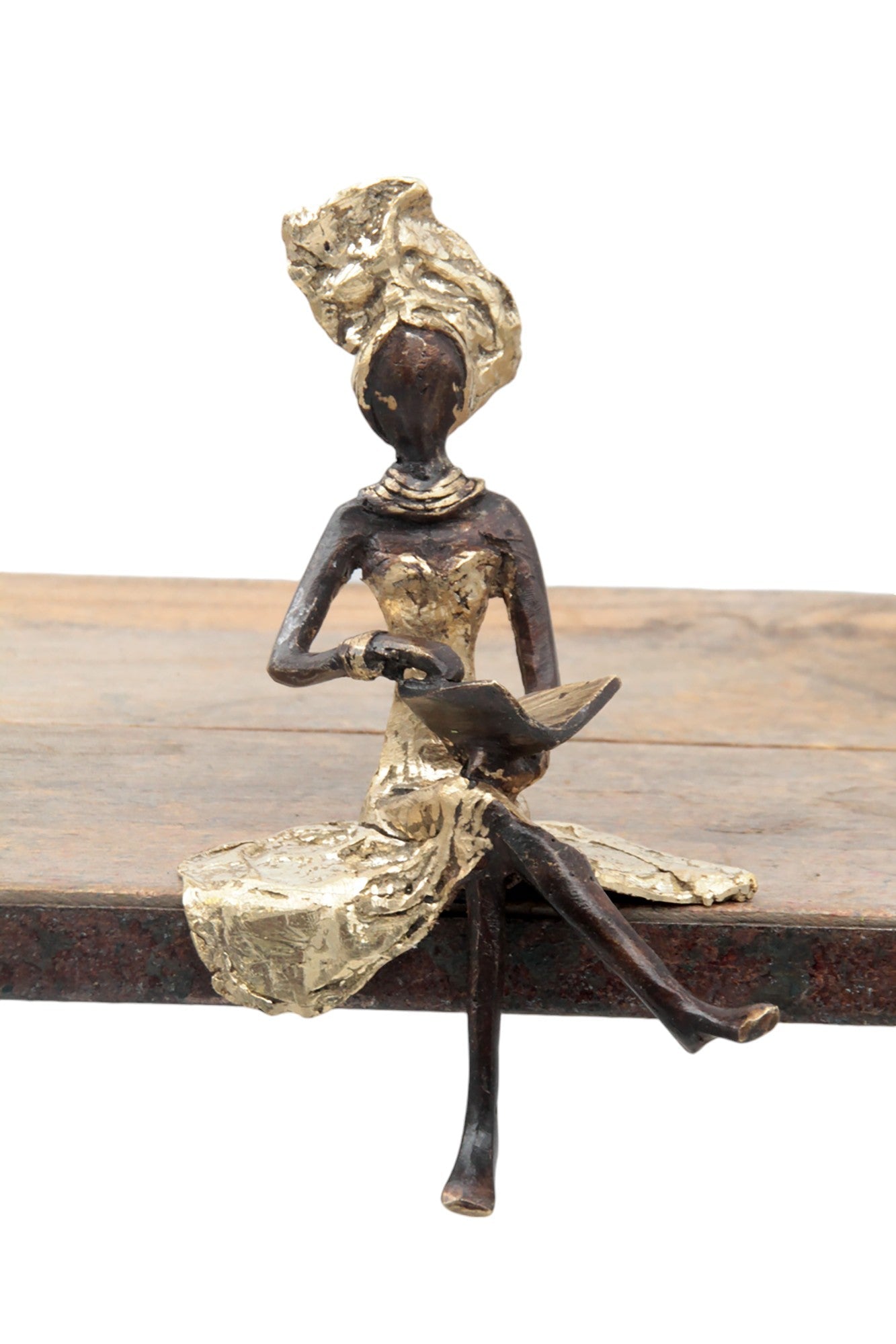Bronze assis 15 cm doré n°7 