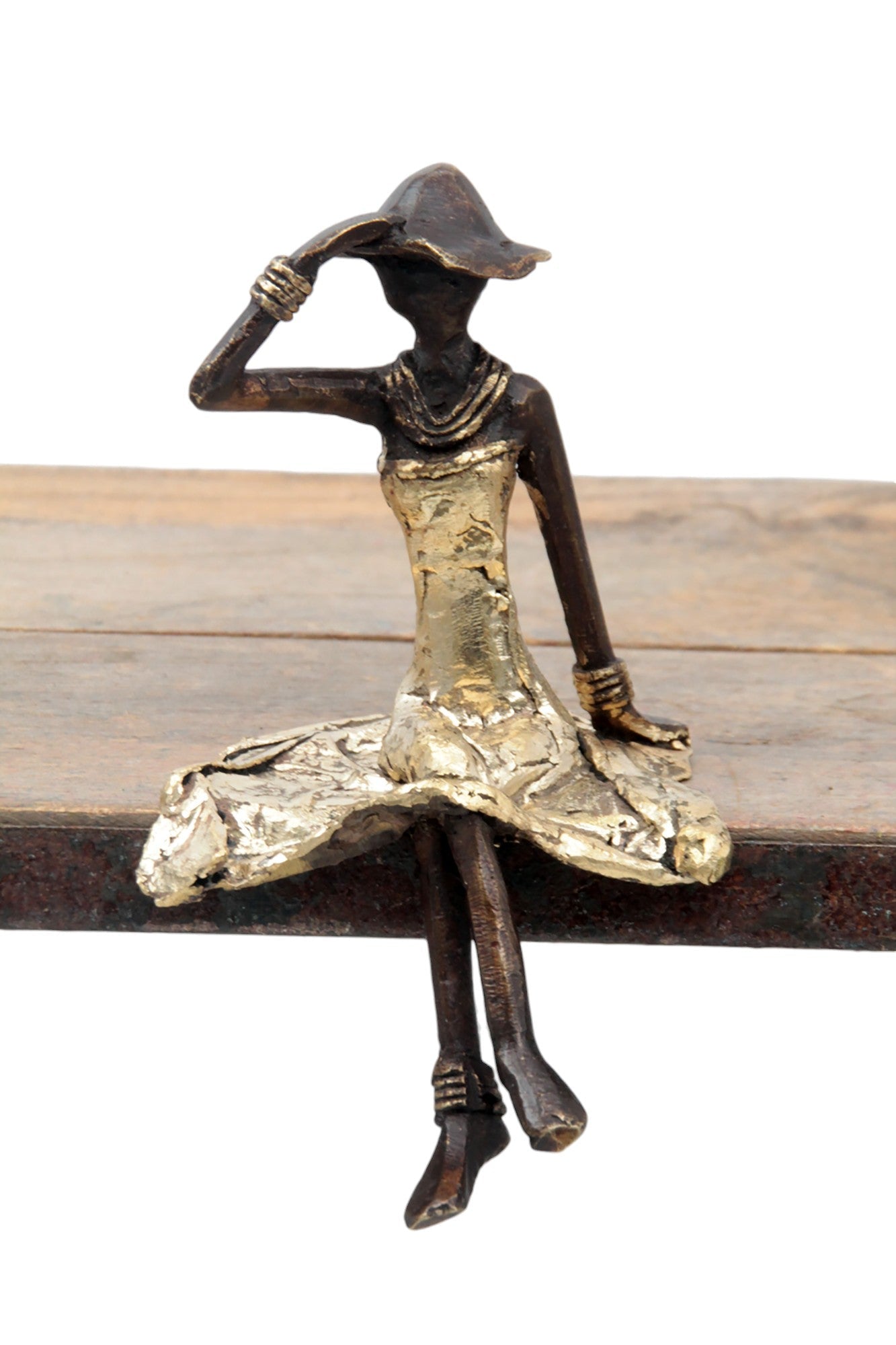 Bronze assis 15 cm doré n°9 