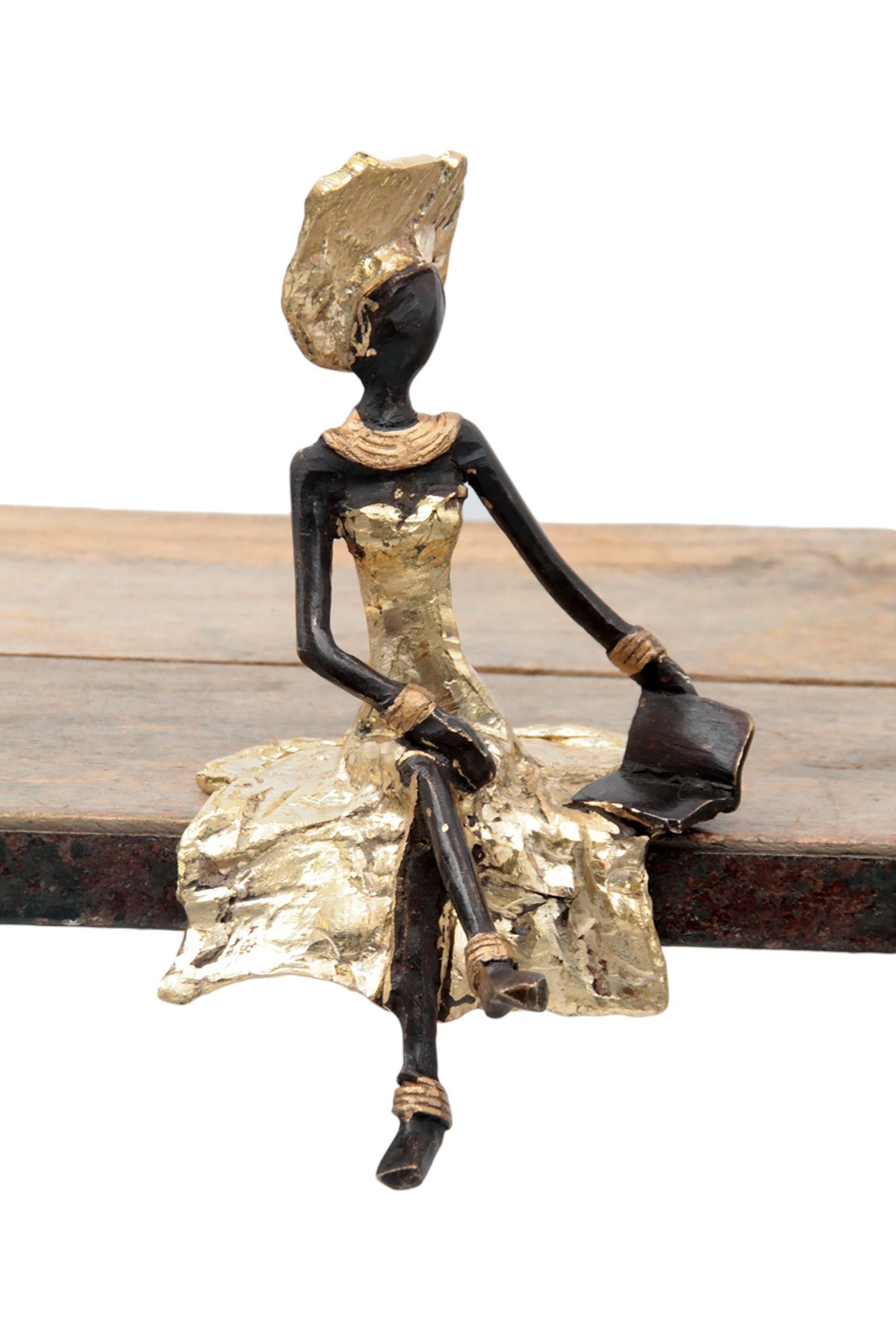 Bronze assis 15 cm doré n°13 