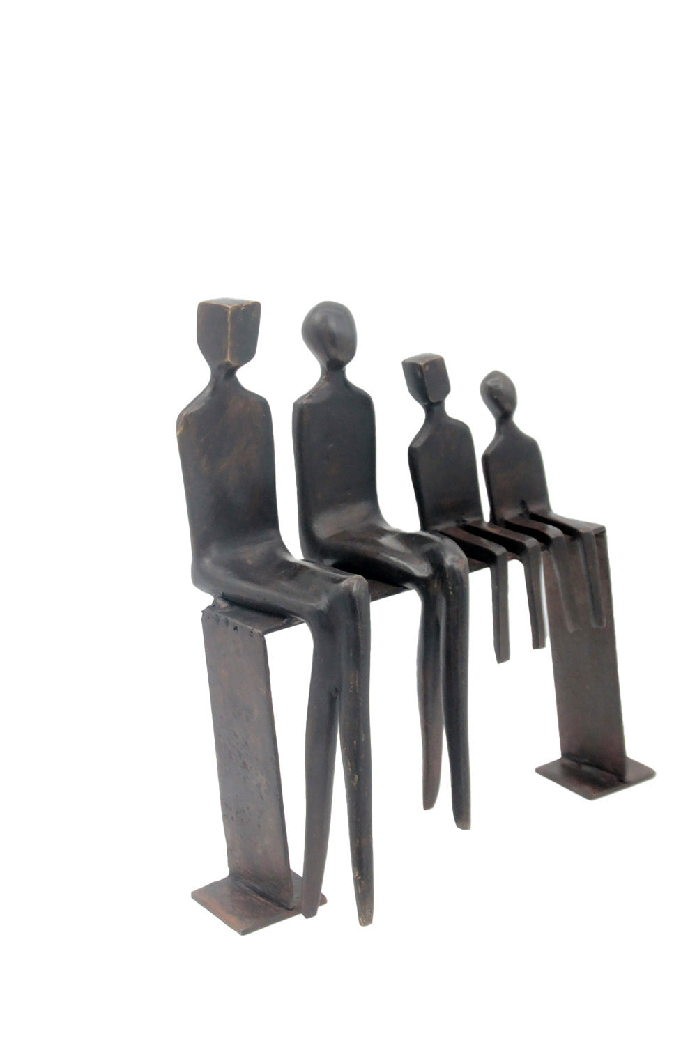 Bronze famille abstraite sur banc 28 cm marron n°2 Bronzes d&#39;Afrique