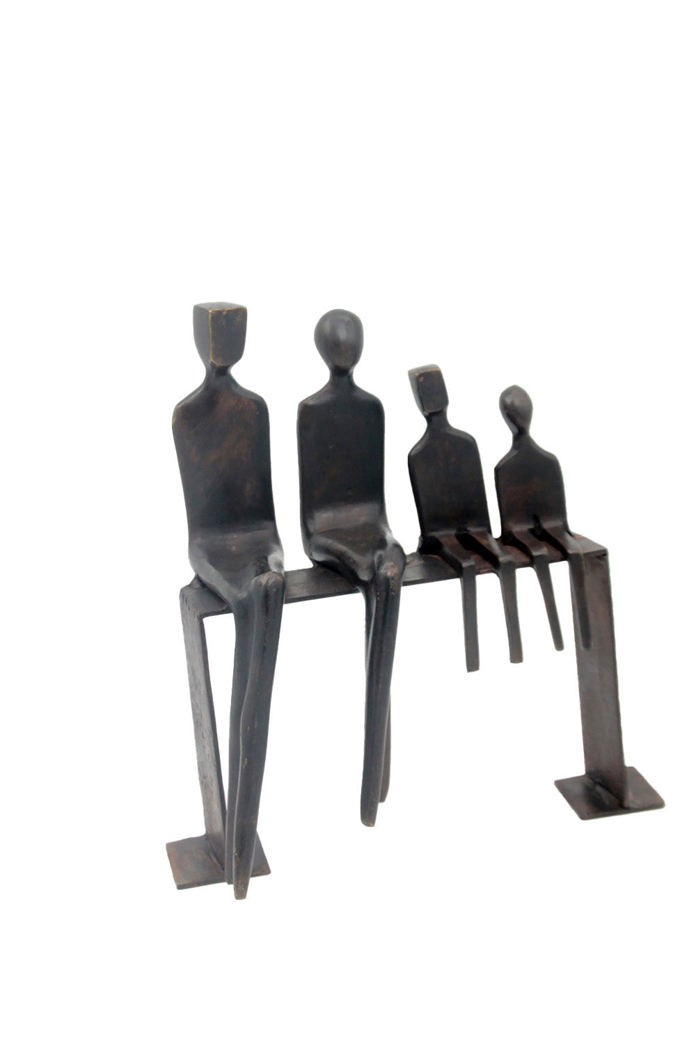Bronze famille abstraite sur banc 28 cm marron n°2 Bronzes d&#39;Afrique