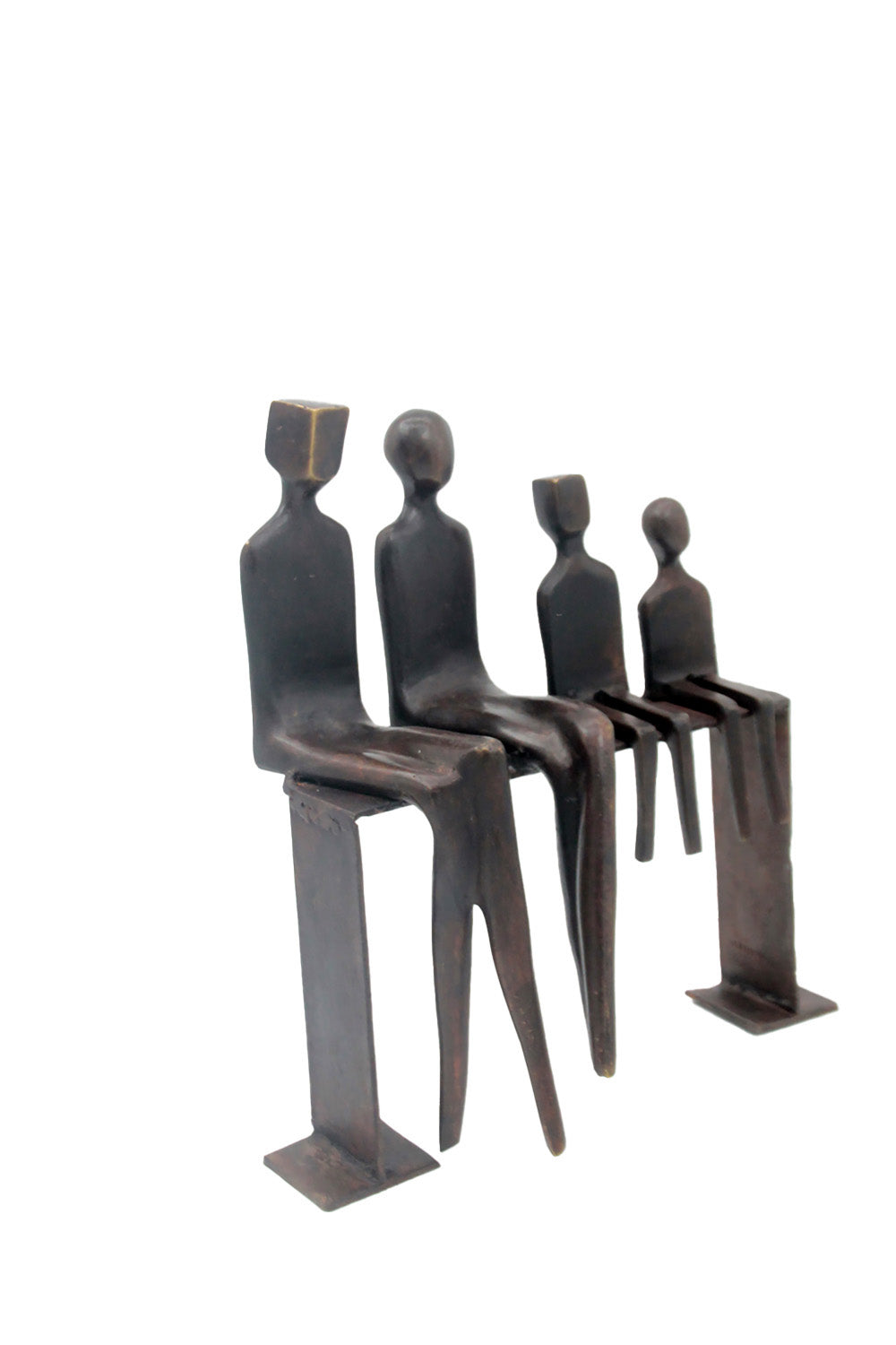 Bronze famille abstraite sur banc 28 cm marron n°3 Bronzes d'Afrique