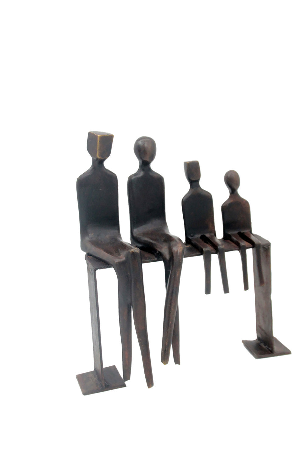 Bronze famille abstraite sur banc 28 cm marron n°3 Bronzes d'Afrique