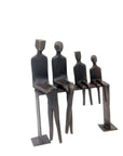 Bronze famille abstraite sur banc 28 cm marron n°3 Bronzes d'Afrique