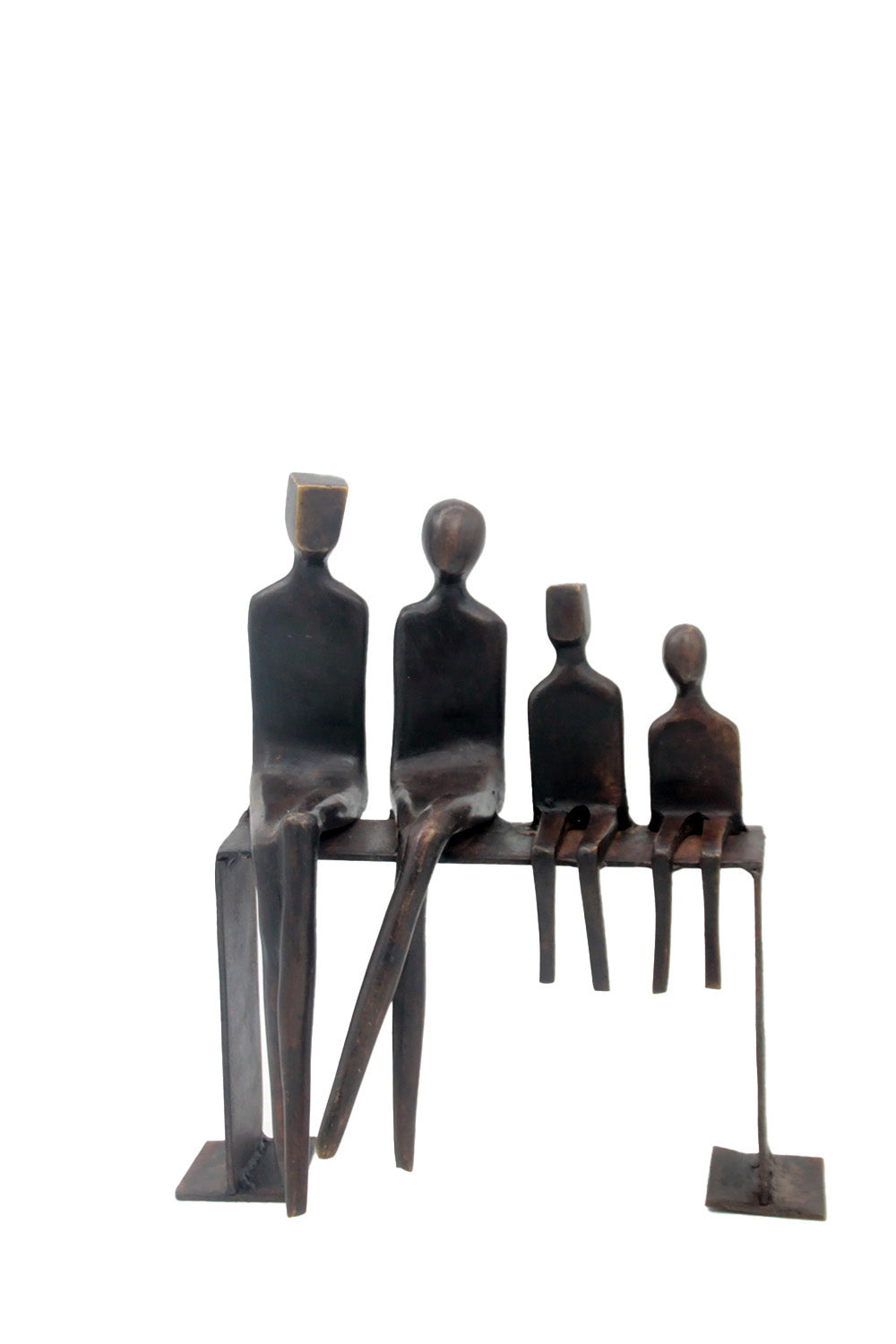 Bronze famille abstraite sur banc 28 cm marron n°3 Bronzes d'Afrique