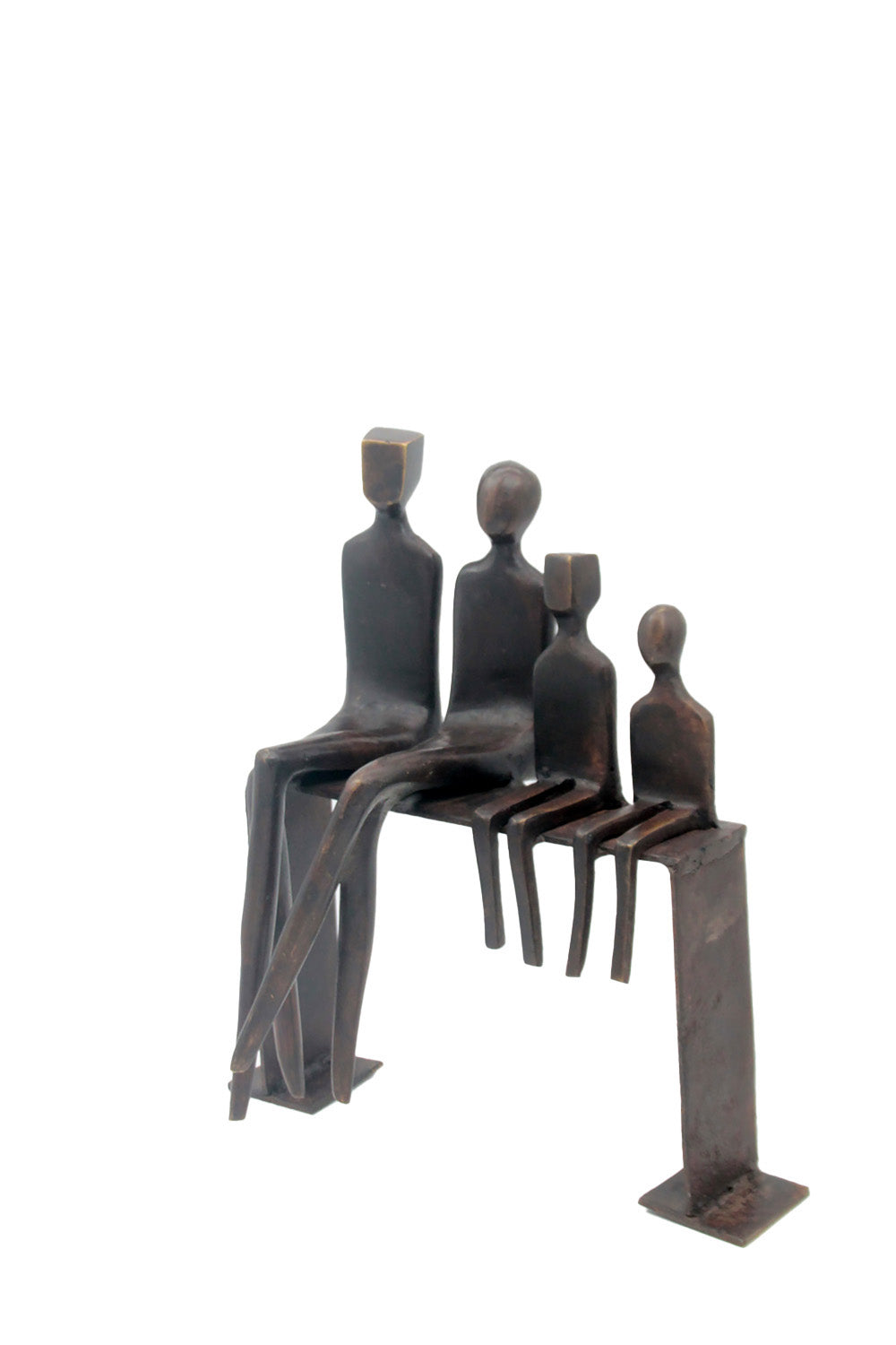 Bronze famille abstraite sur banc 28 cm marron n°3 Bronzes d'Afrique