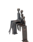 Bronze famille abstraite sur banc 28 cm marron n°3 Bronzes d'Afrique