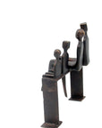 Bronze famille abstraite sur banc 28 cm marron n°3 Bronzes d'Afrique