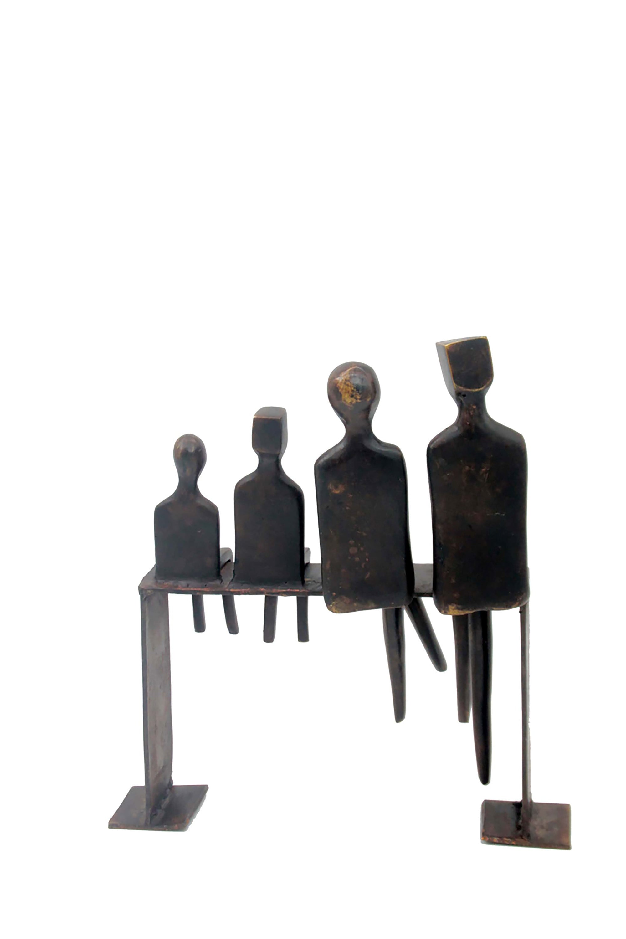 Bronze famille abstraite sur banc 28 cm marron n°3 Bronzes d&#39;Afrique