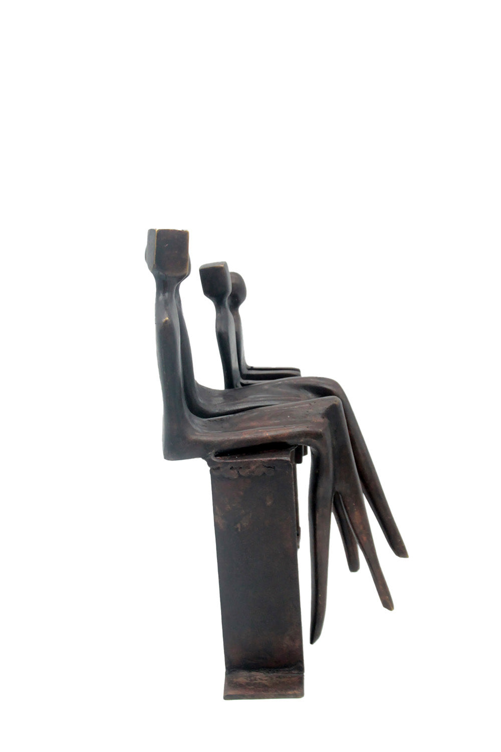 Bronze famille abstraite sur banc 28 cm marron n°3 Bronzes d&#39;Afrique