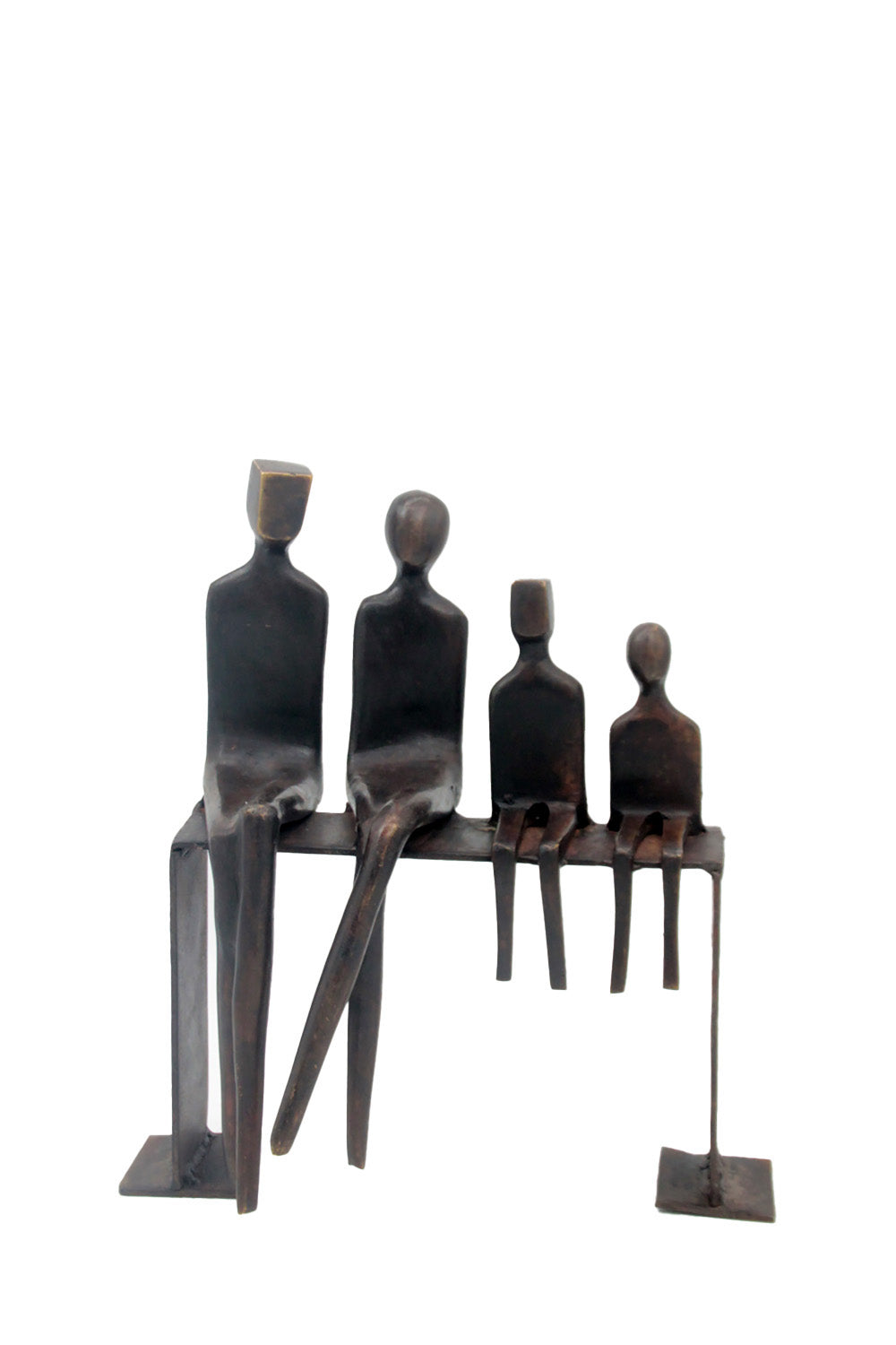 Bronze famille abstraite sur banc 28 cm marron n°3 Bronzes d'Afrique