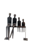 Bronze famille abstraite sur banc 28 cm marron n°3 Bronzes d'Afrique
