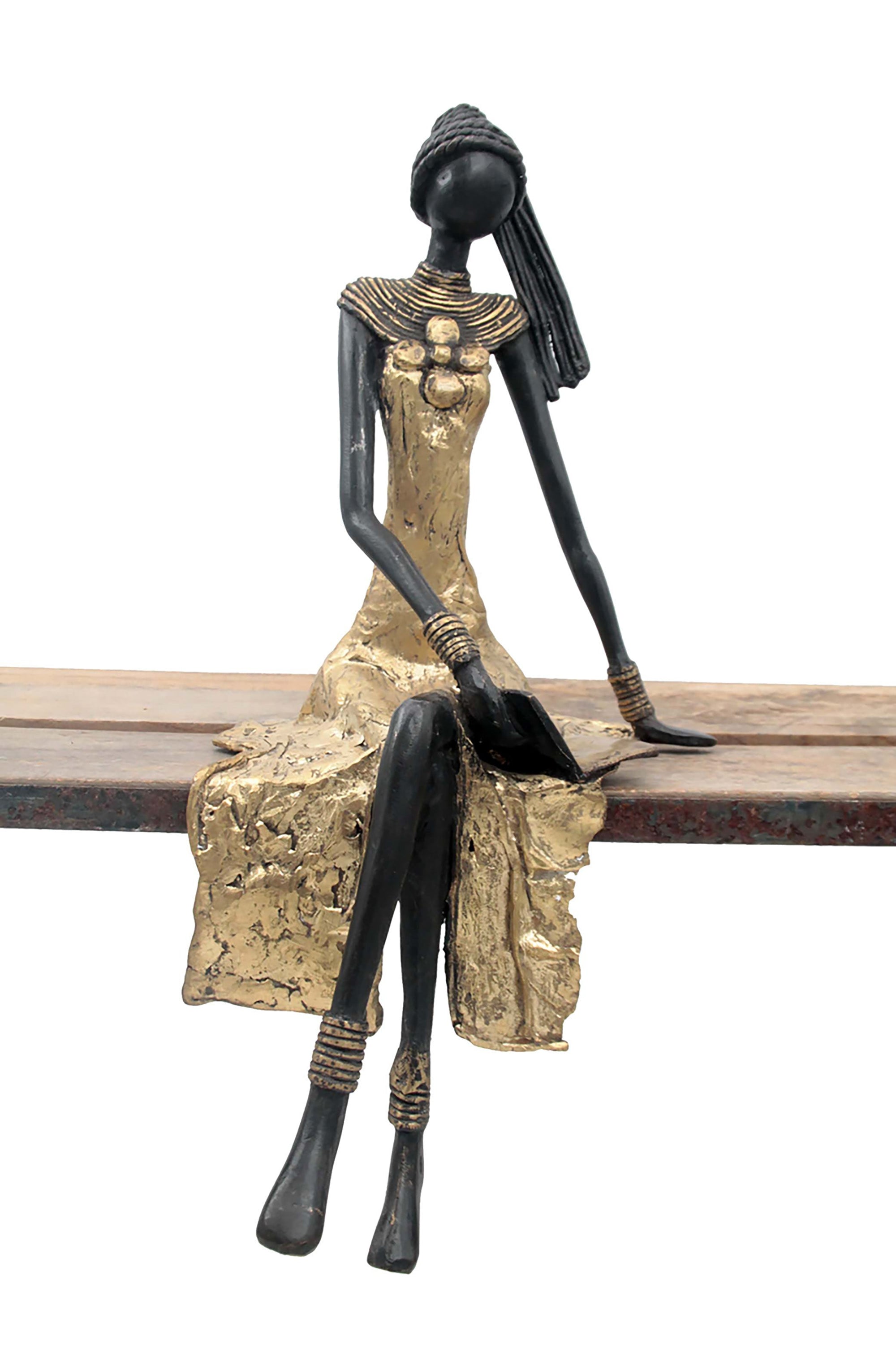 Bronze assis 40 cm doré n°3 Bronzes d'Afrique