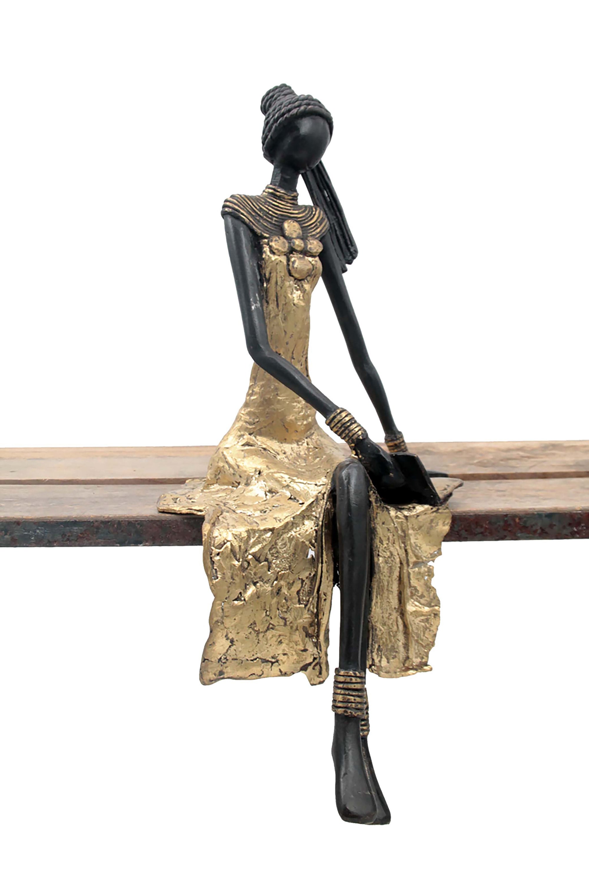 Bronze assis 40 cm doré n°3 Bronzes d'Afrique
