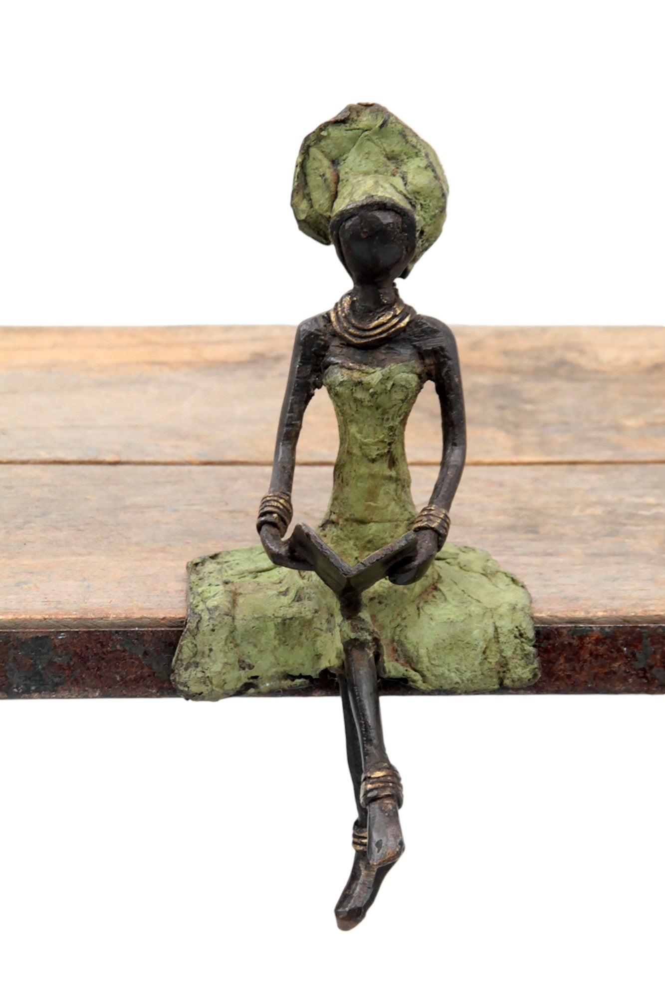 Bronze assis 15 cm vert n°12 