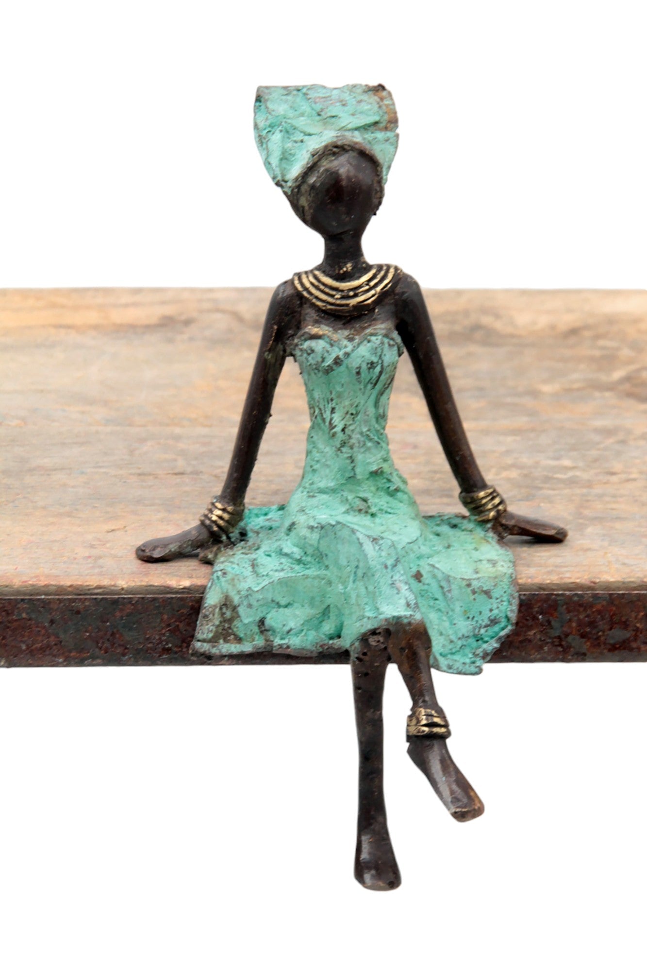 Bronze assis 15 cm turquoise n°3 