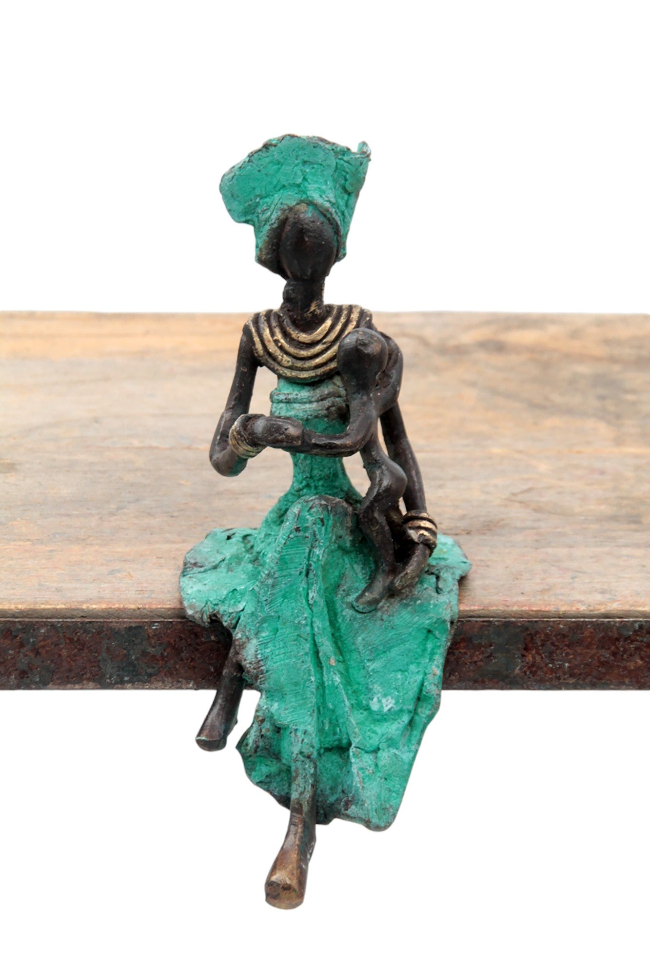 Bronze assis 15 cm turquoise n°6 