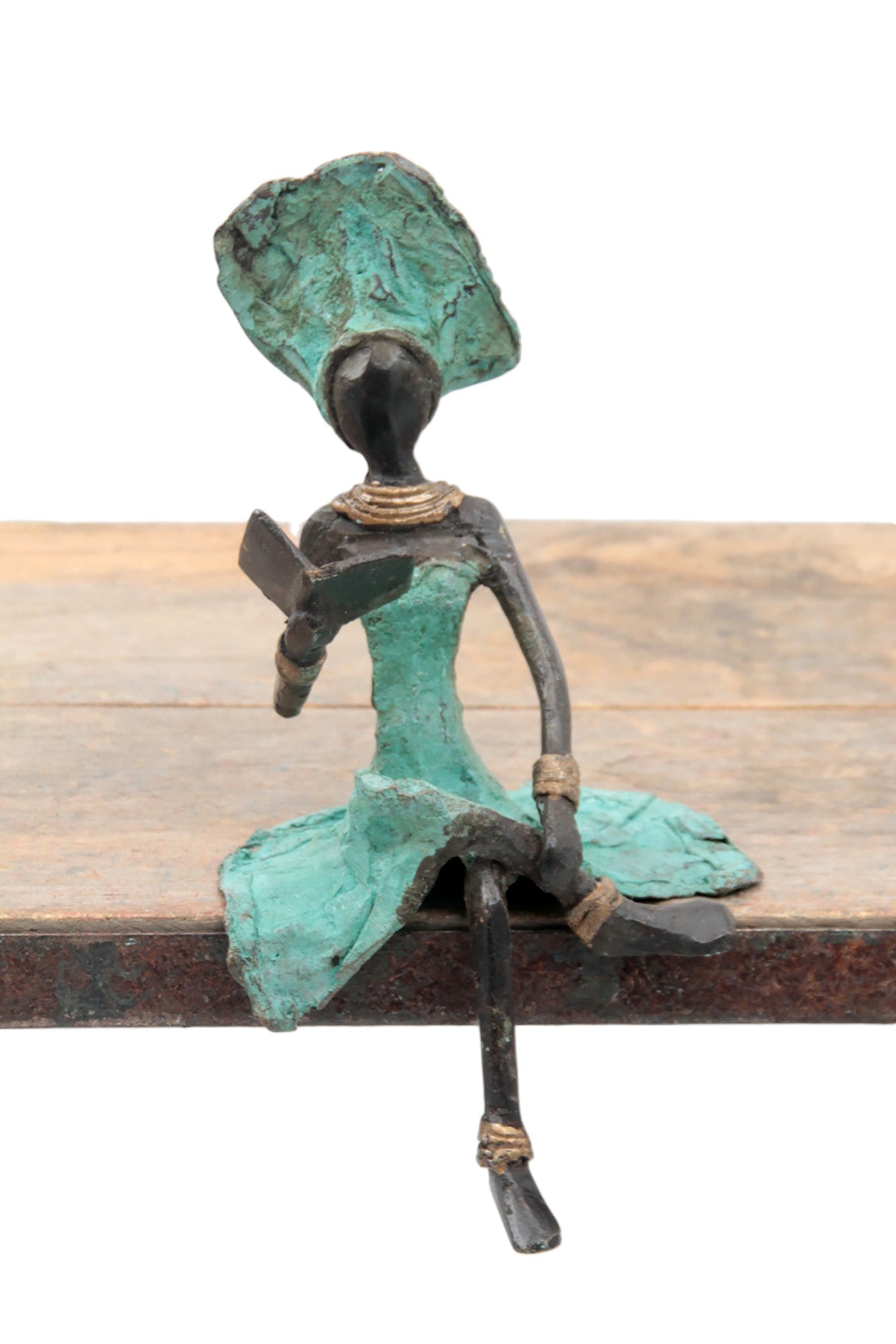 Bronze assis 15 cm turquoise n°8 