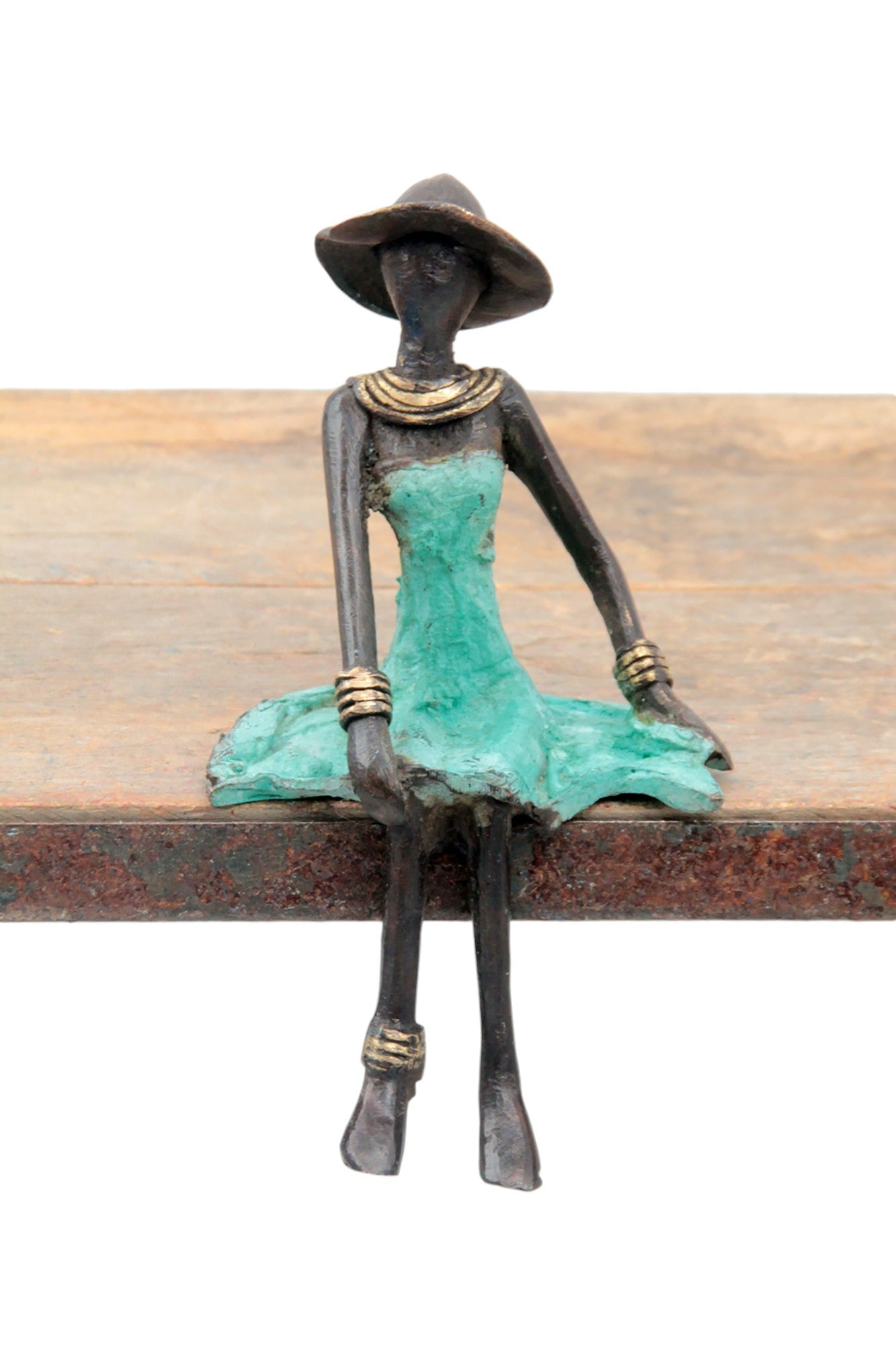 Bronze assis 15 cm turquoise n°12 
