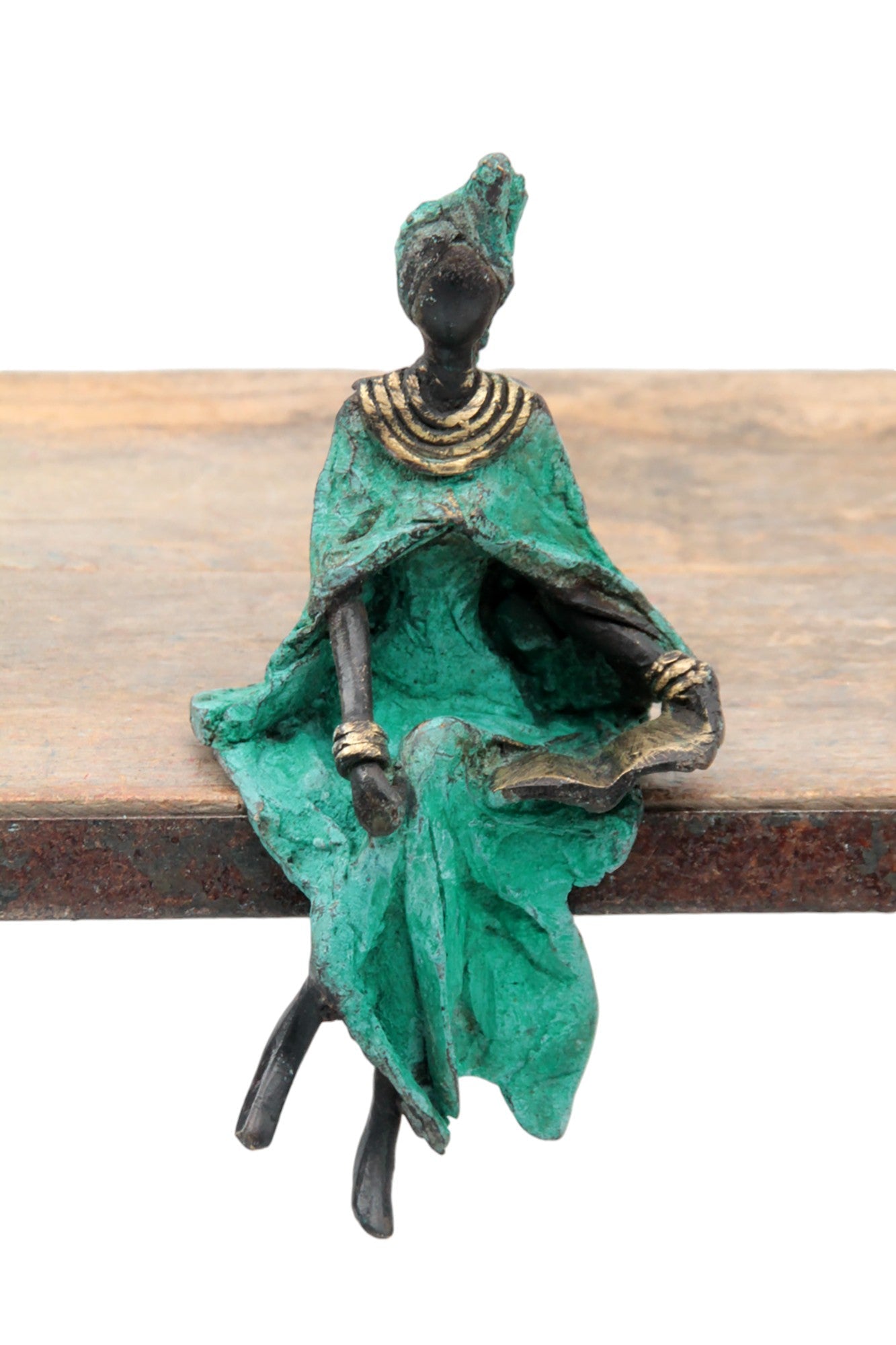 Bronze assis 15 cm turquoise n°14 