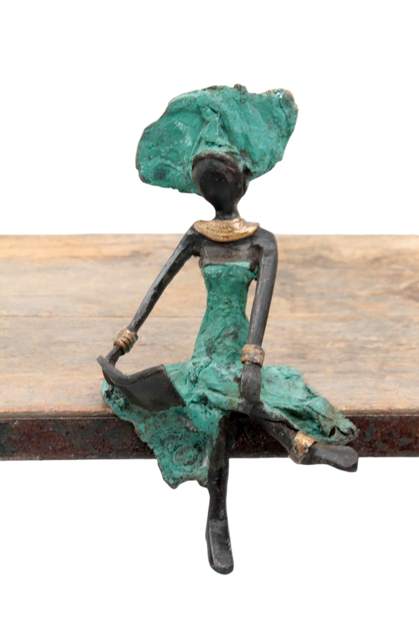 Bronze assis 15 cm turquoise n°17 
