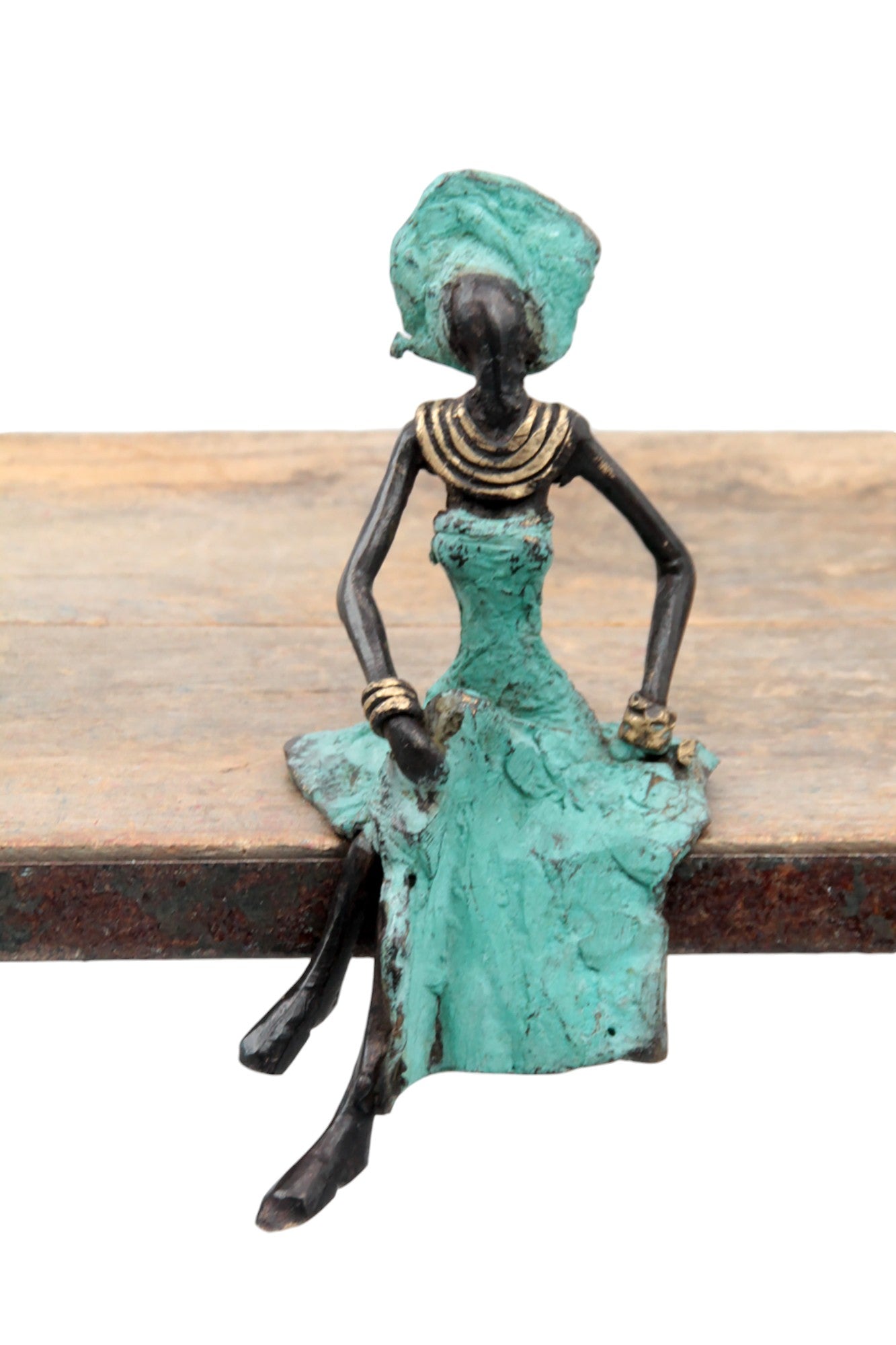Bronze assis 15 cm turquoise n°18 